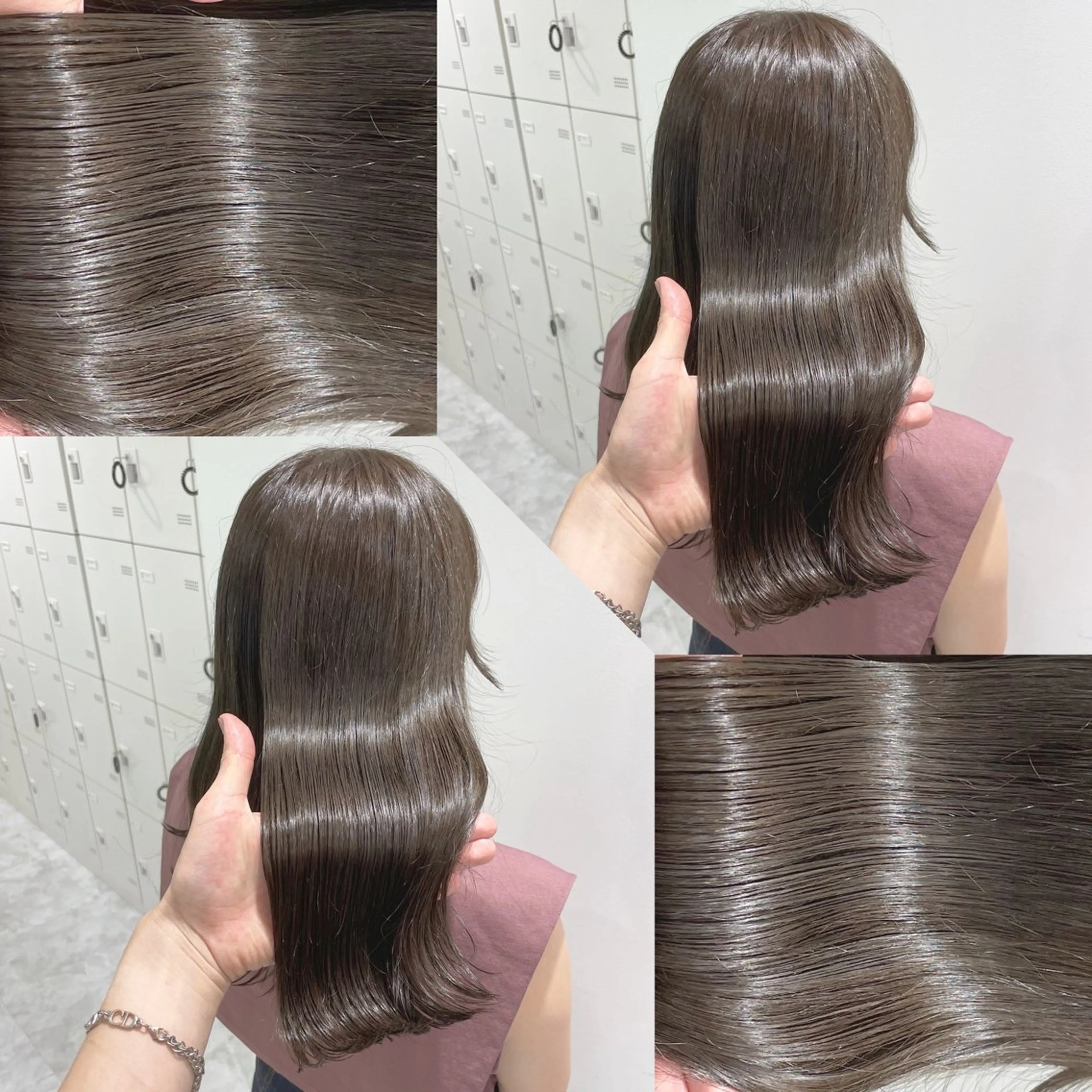 ミディアム カラー ヘアアレンジ ヘアカラー トリートメント ヘッドスパ ヘアセット 韓国風ベージュ🤎 赤みなし🌿横浜🤎のヘアスタイル