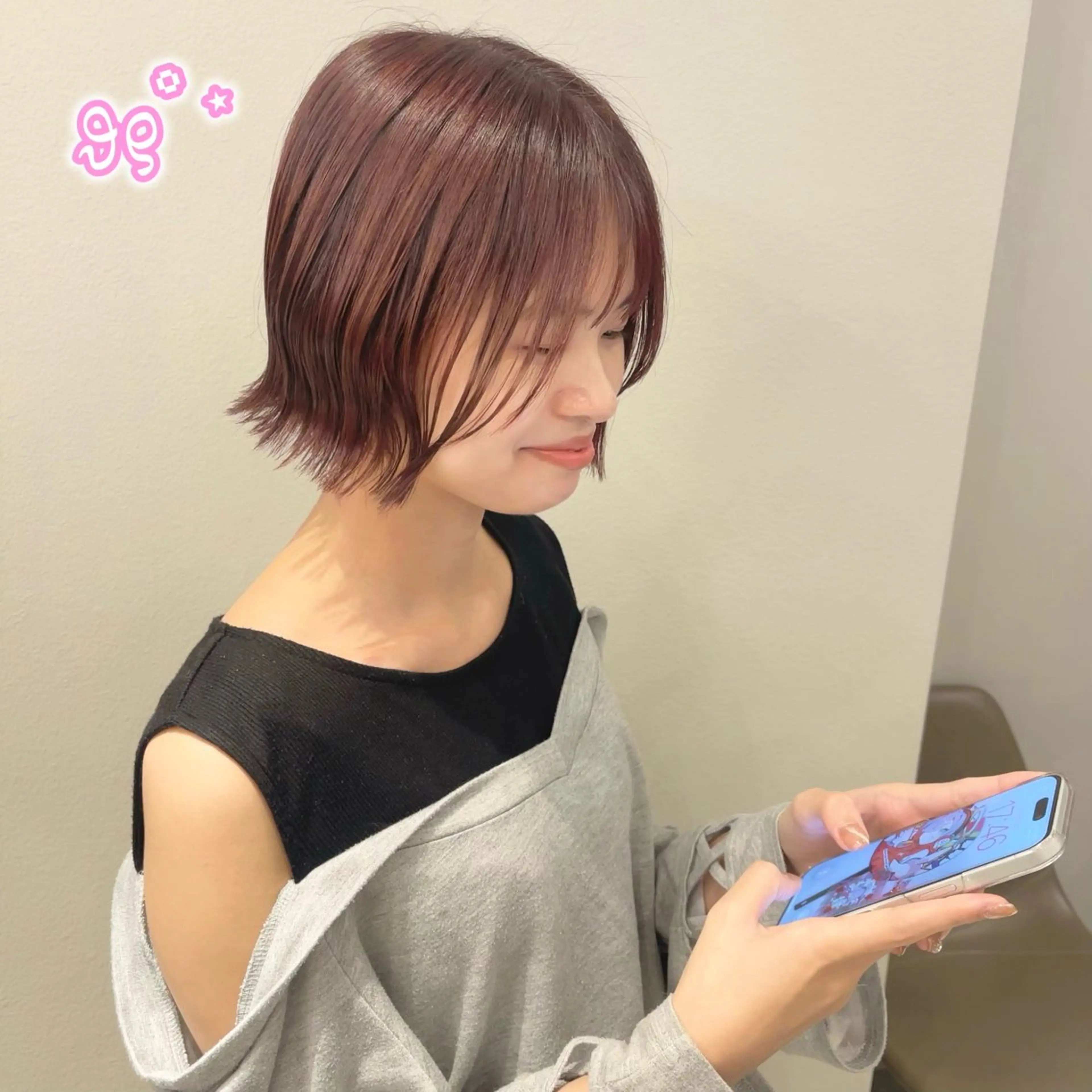 カラー カット ヘアカラー ヘアセット/ピンク /レッド/あつはのヘアスタイル