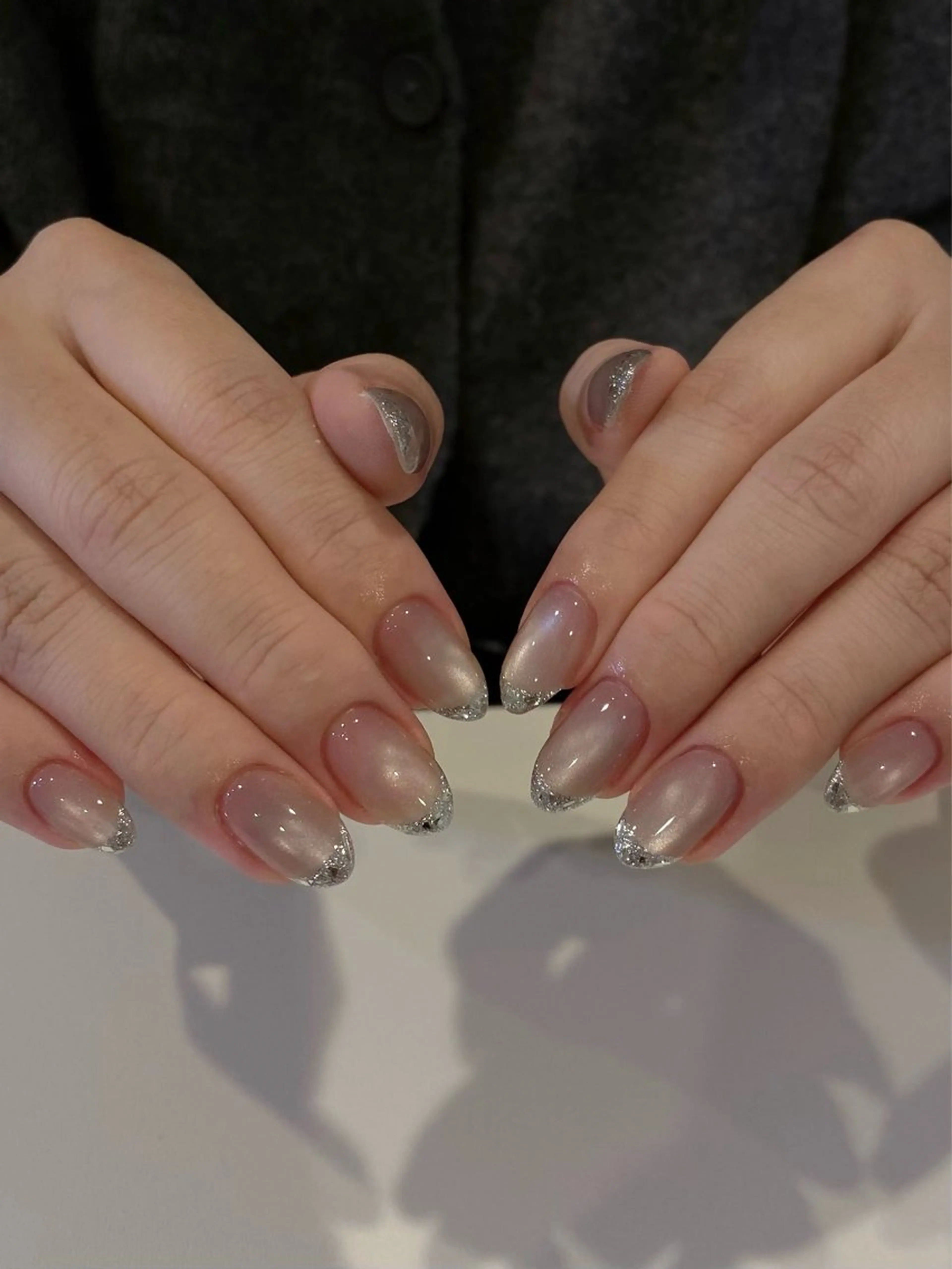 ネイル フレンチネイル ガラスフレンチ ハンドネイル odette Mikiのネイルデザイン