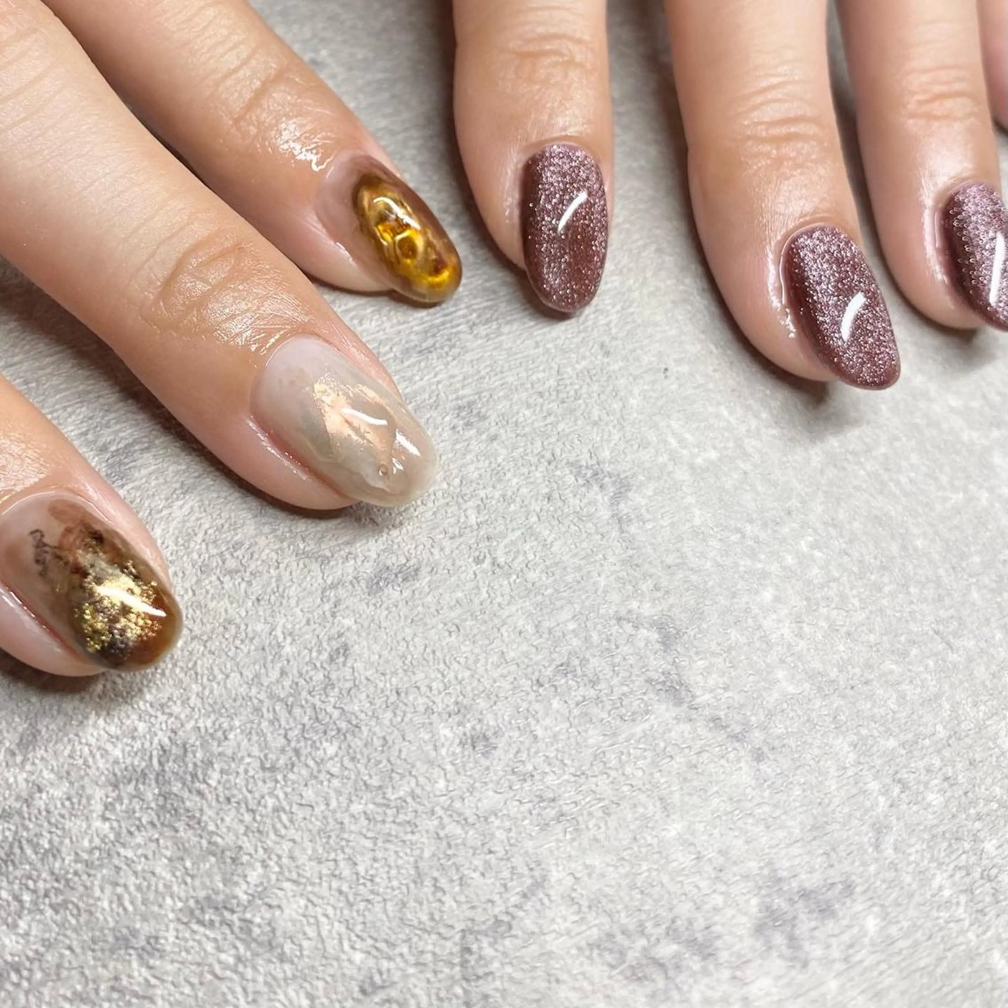 ネイル アートネイル ニュアンスネイル 冬ネイル ハンドネイル 山田 貴子のネイルデザイン