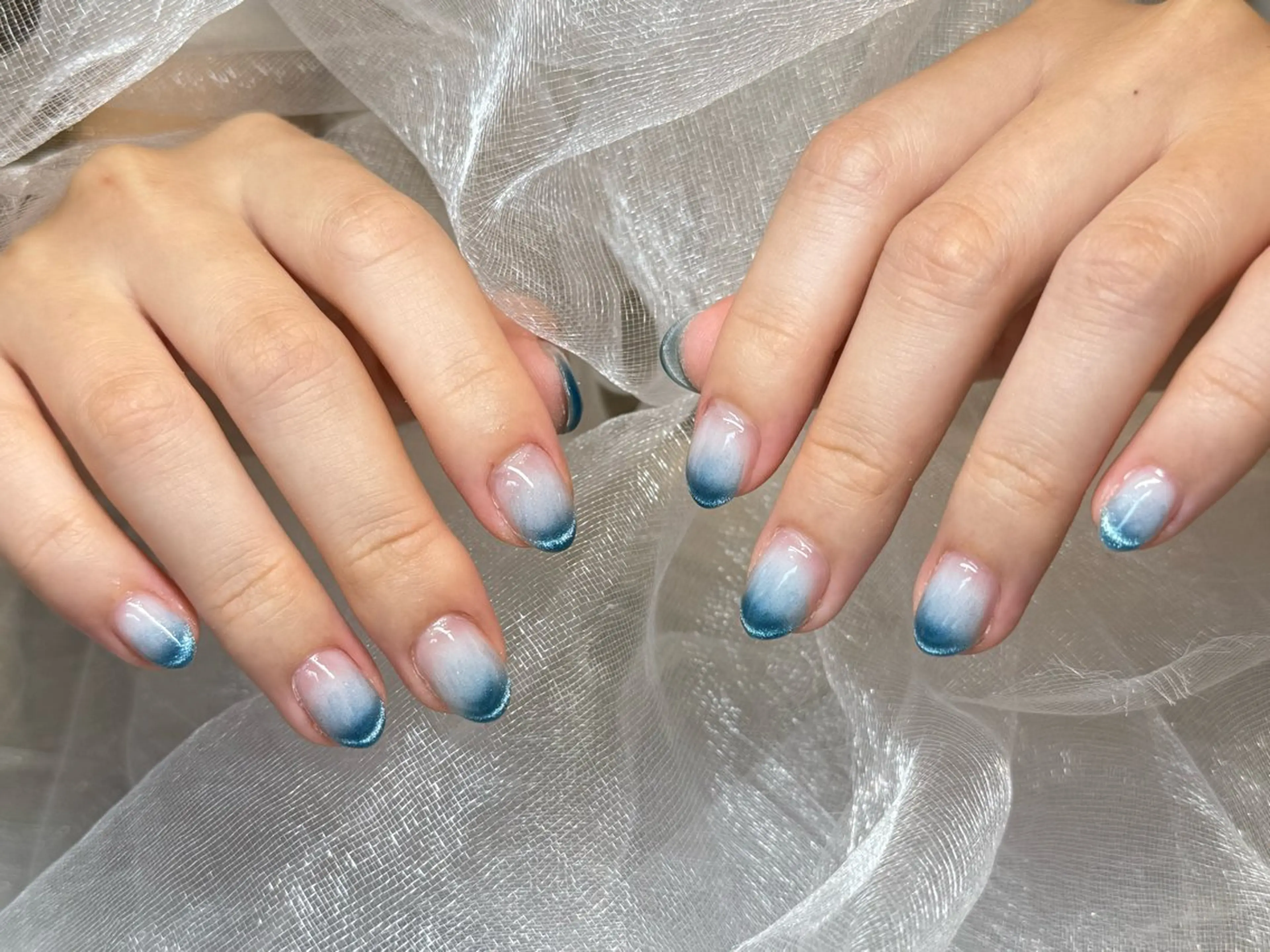 ネイル オーロラネイル クリアネイル 長さ出し ジェルネイル 韓国ネイル ハンドネイル best nailのネイルデザイン
