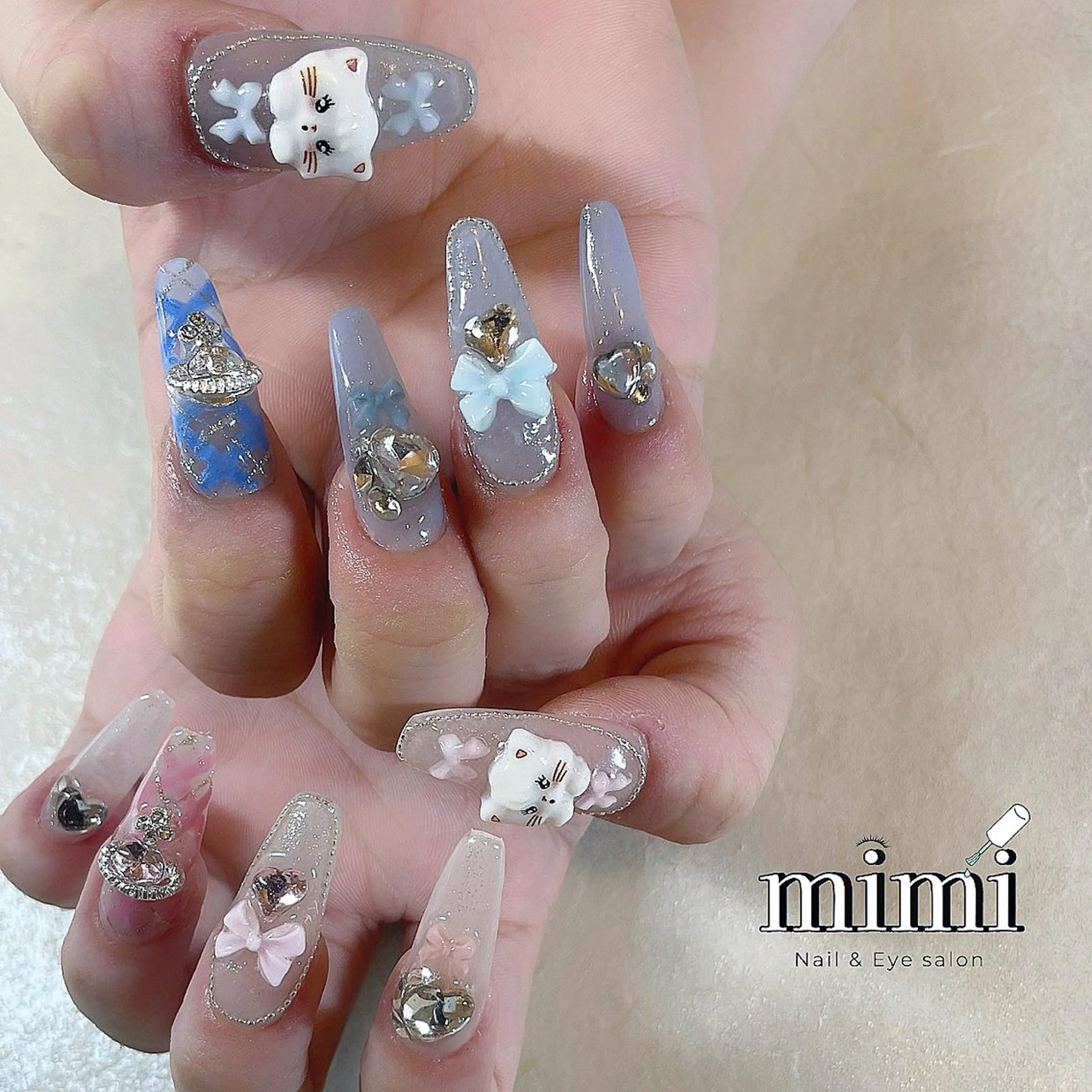 ネイル アートネイル 長さ出し キラキラネイル ロングネイル ハンドネイル Nail&Eye mimiのネイルデザイン