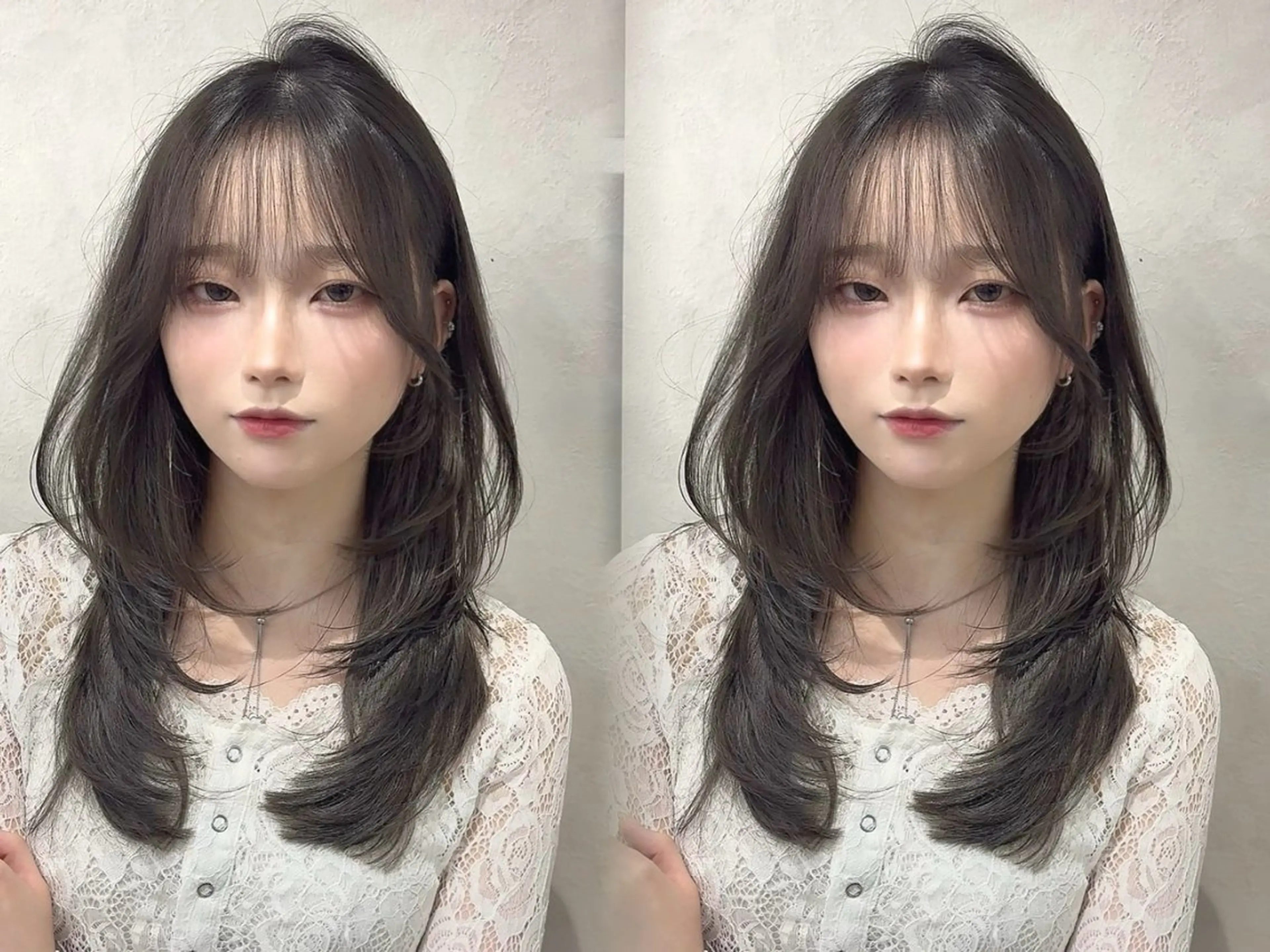 セミロング カット ヘアカラー トリートメント 韓国🇰🇷レイヤー 透明感/秀瑛🩶のヘアスタイル