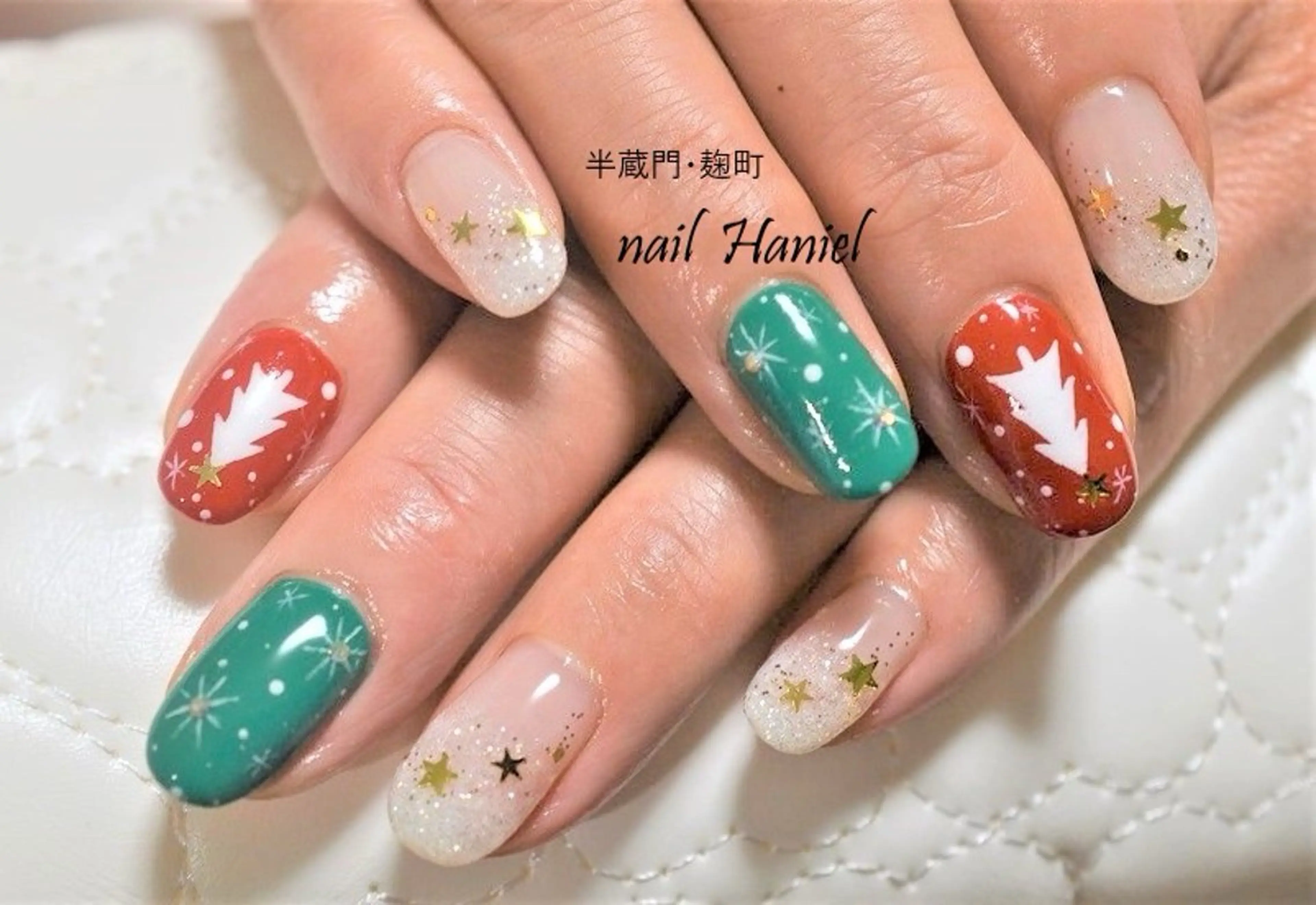 ネイル ジェルネイル オフィスネイル パラジェル 冬ネイル クリスマス ハンドネイル nail Haniel所属・半蔵門サロンハニエル 魅神 ちよのネイルデザイン
