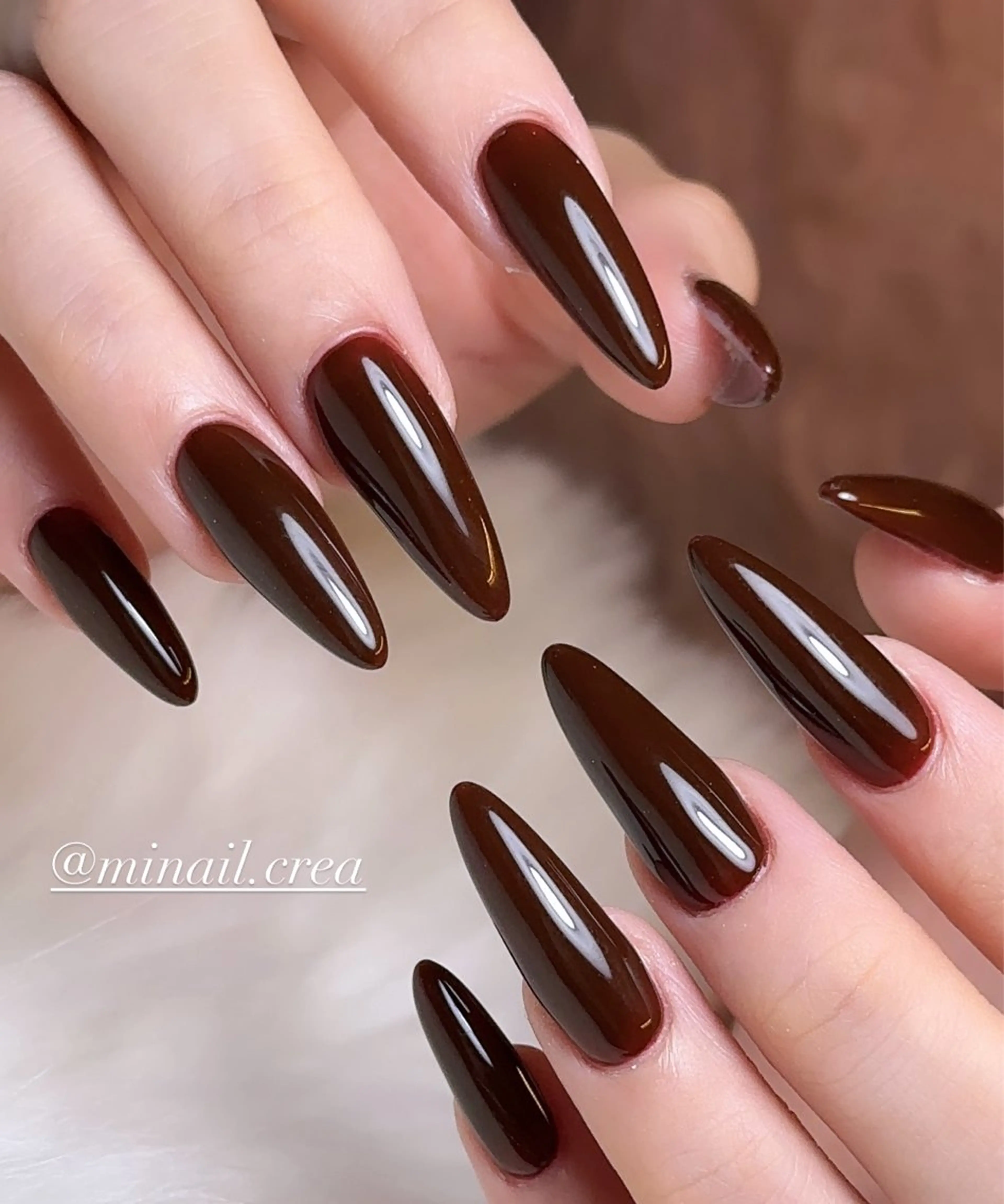ネイル ボルドー ロングネイル ワンカラーネイル スカルプネイル シンプルネイル ハンドネイル CRéA　-private nailsalon-所属・CReA nailのネイルデザイン