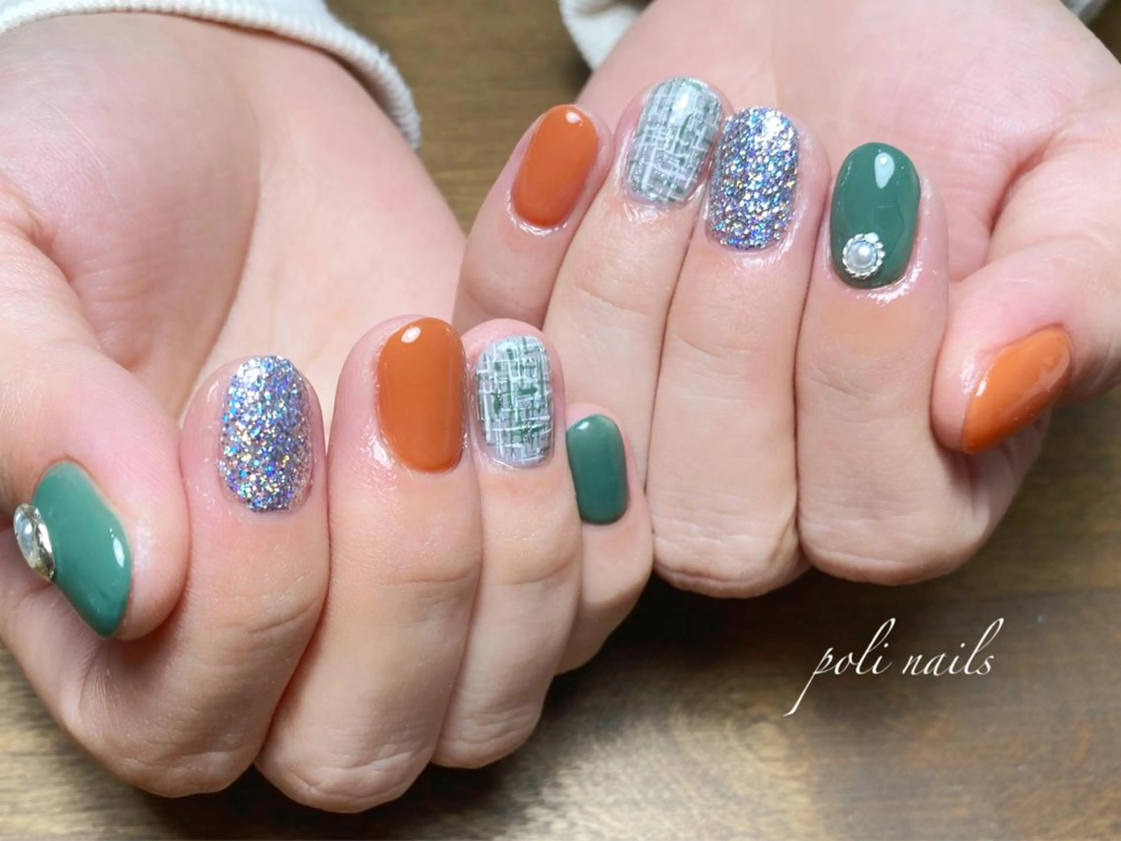 ネイル ツイードネイル ハンドネイル poli nailsのネイルデザイン