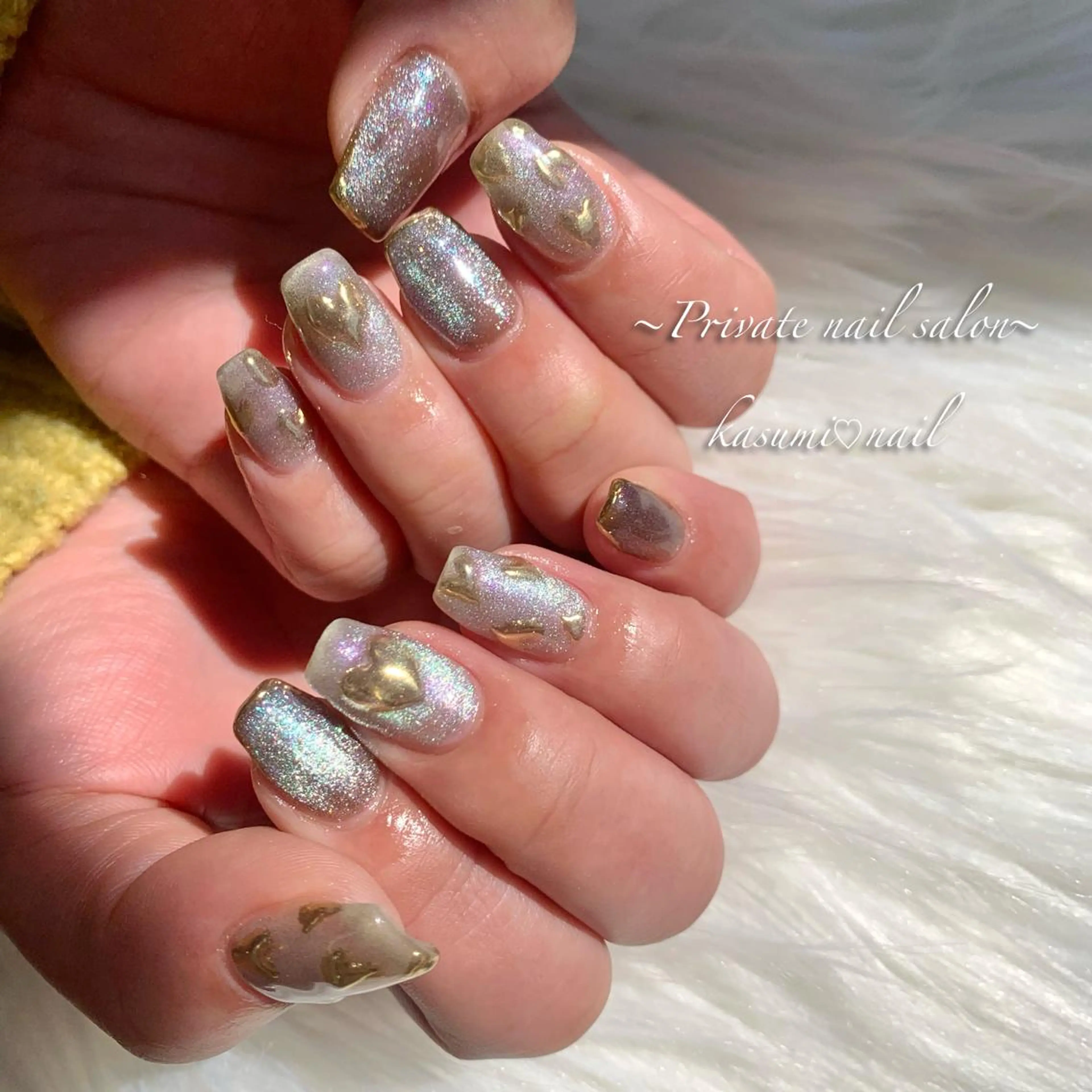 ネイル アートネイル ラメ(グリッター) マグネットネイル ミラーネイル 持ち込み KASUMI♡ Nailのネイルデザイン