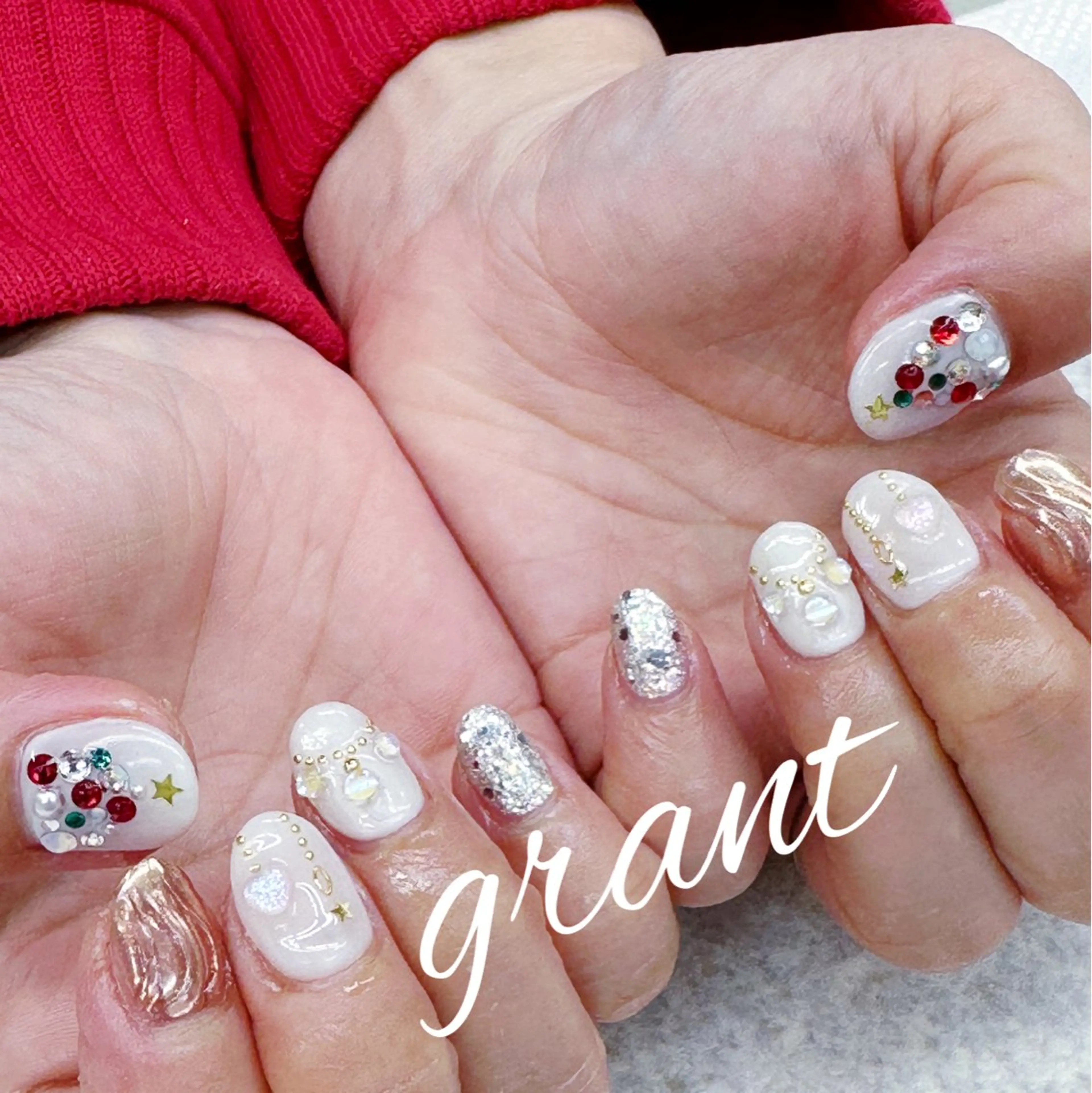 ネイル 冬ネイル クリスマス ハンドネイル nail salon grant所属・nailsalon grantのネイルデザイン