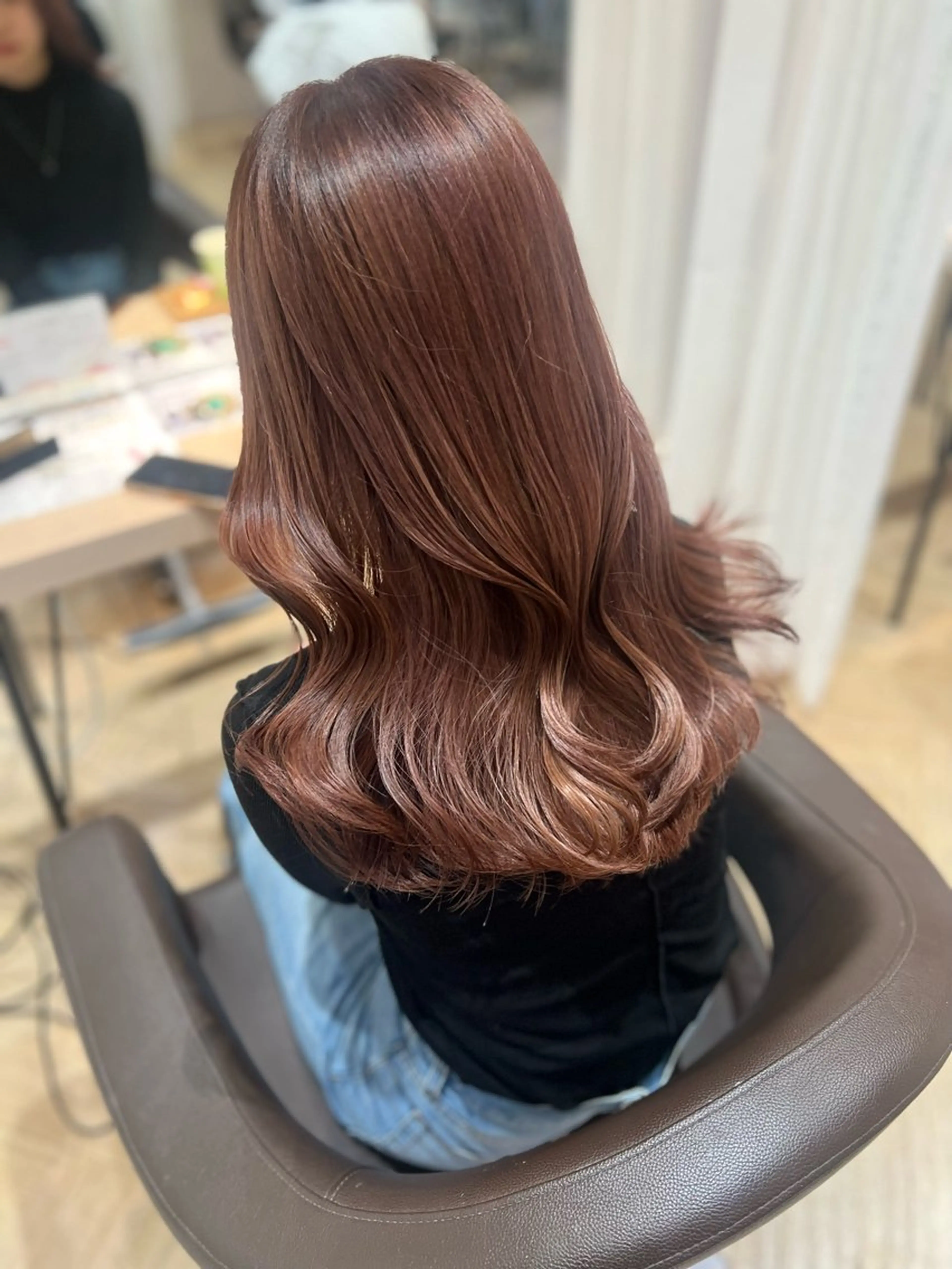 ロング レッドブラウン 韓国風ヘア AVANCE.なかもず店所属・【似合わせ】 藤原 拓徒のヘアスタイル