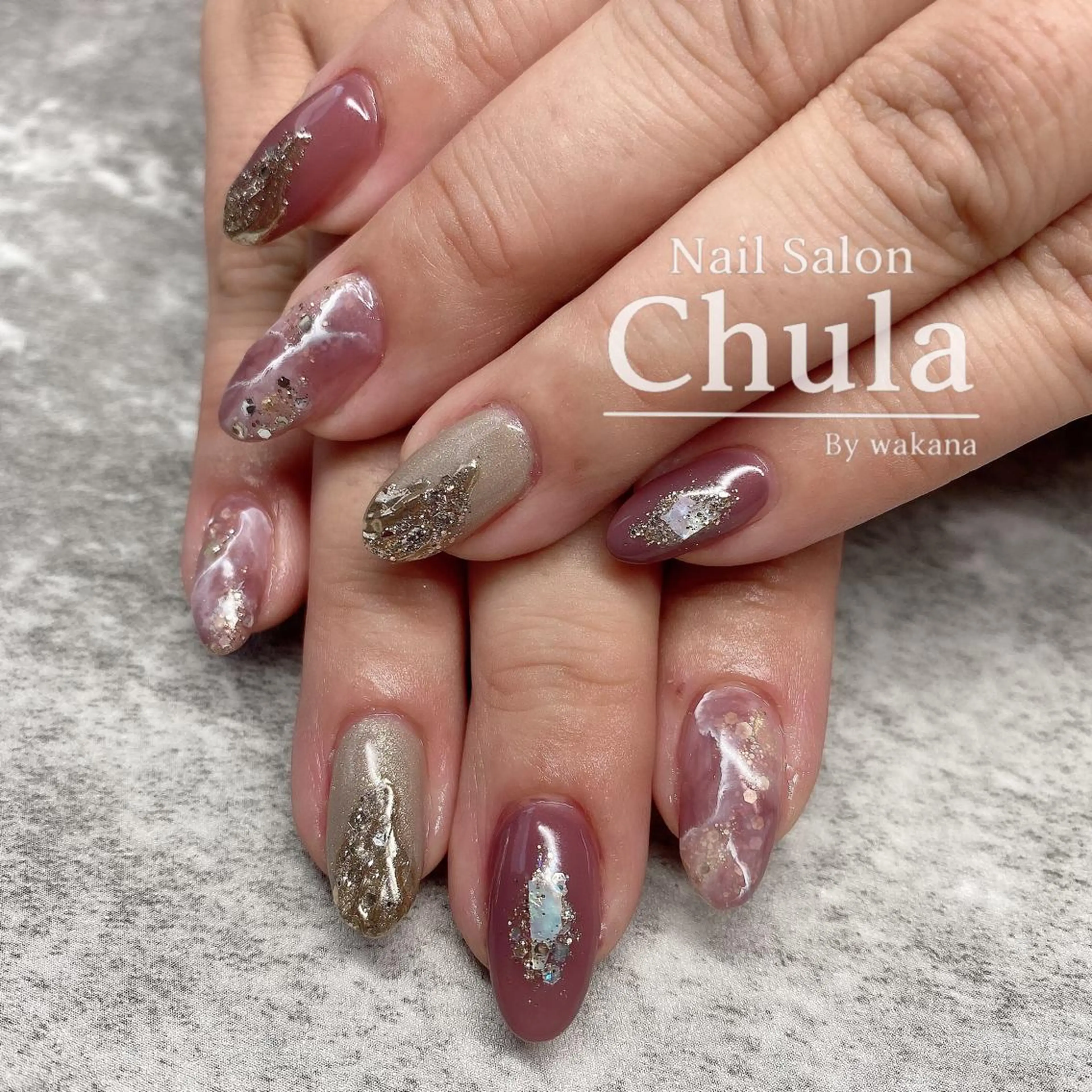 ネイル ミラーネイル ニュアンスネイル ピンク ハンドネイル Nailsalon Chulaのネイルデザイン