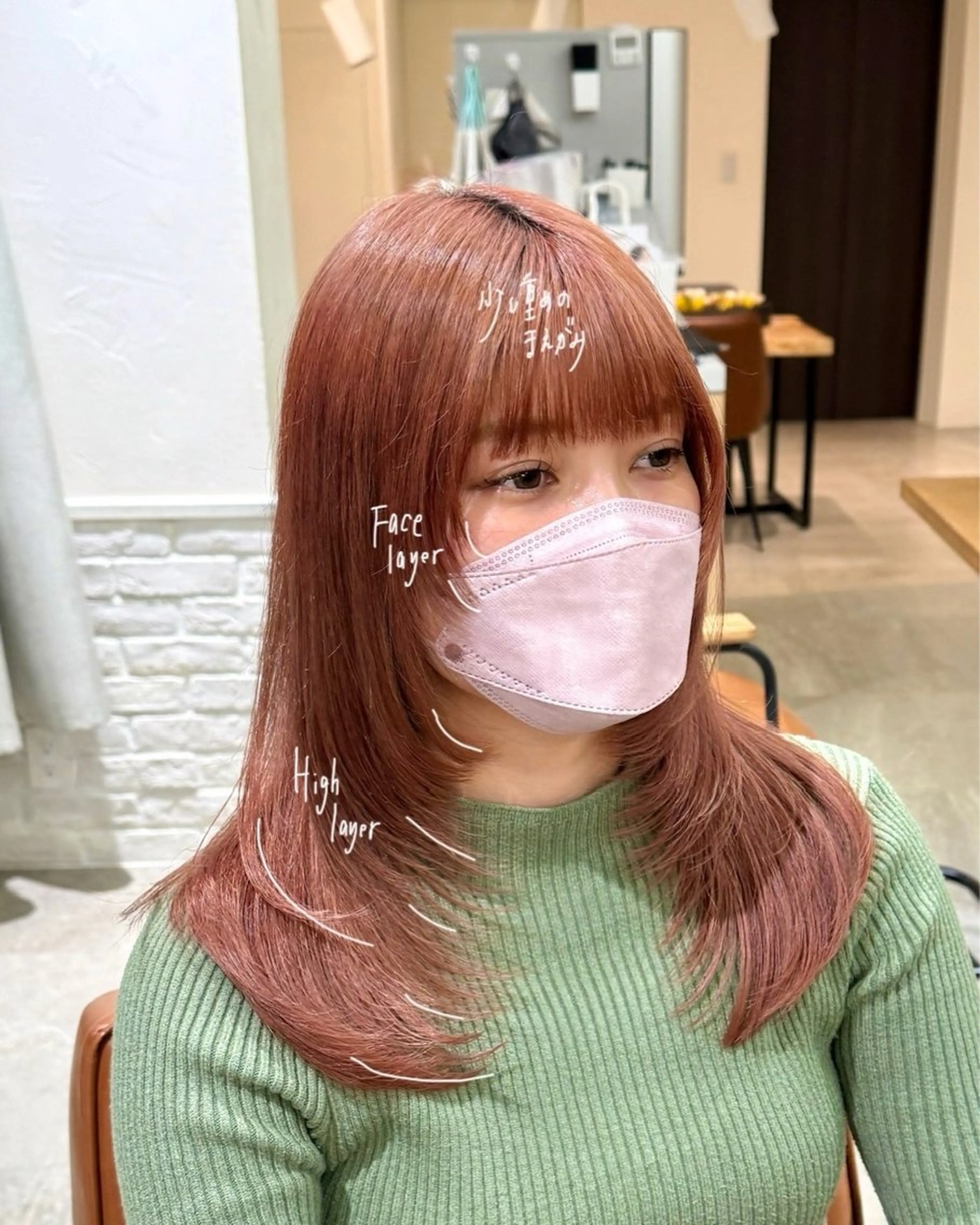セミロング 顔まわりレイヤー レイヤーカット カット VIEW GINZA所属・ショートカット -暖色-ふうか◠‿◠のヘアスタイル