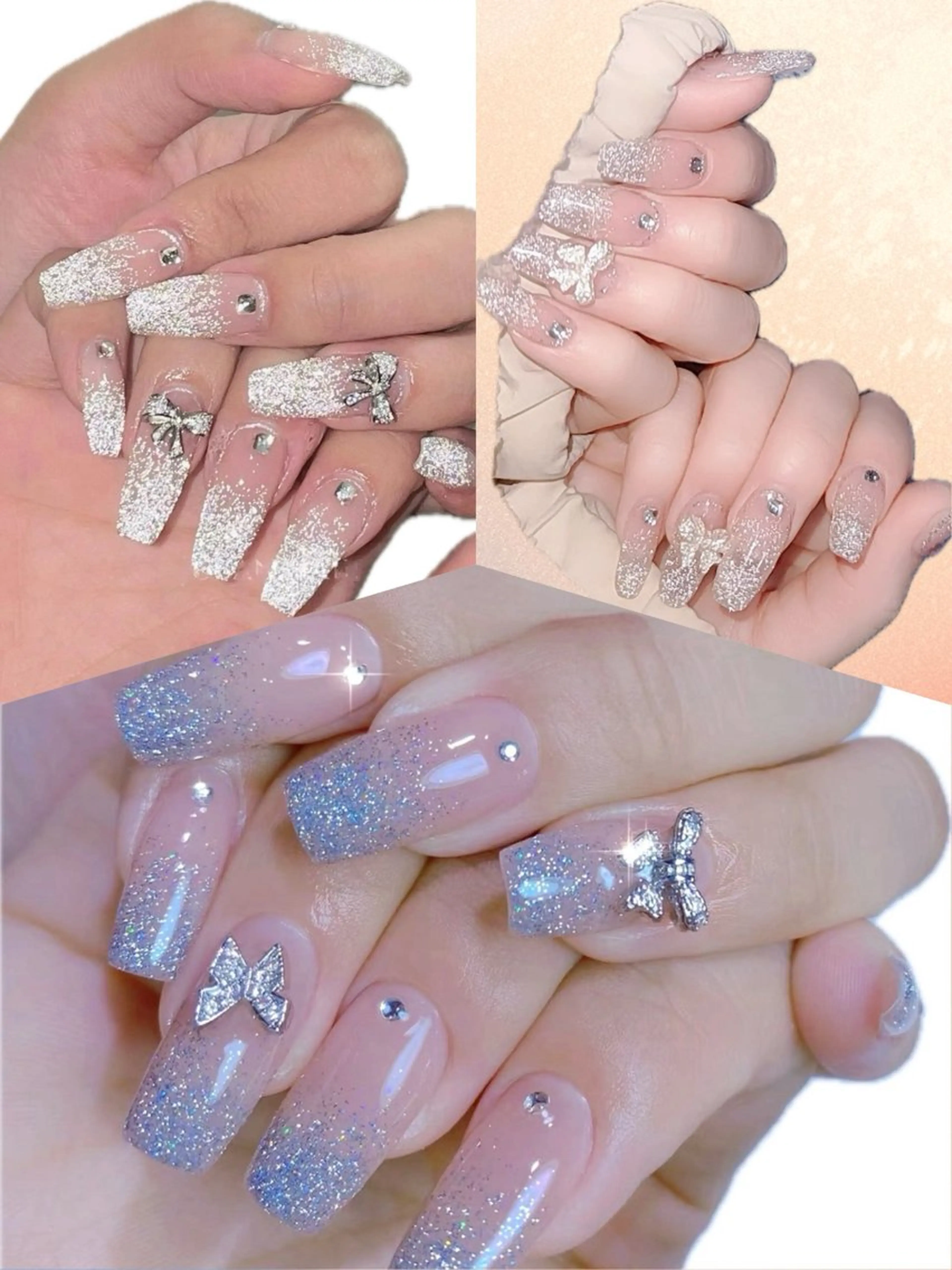 💖🔥人気フラッシュグラベースカラーあり¥5980円💅（リボン🎀2個+小ストーン8個無料）ソフトジェルオフ無料の写真