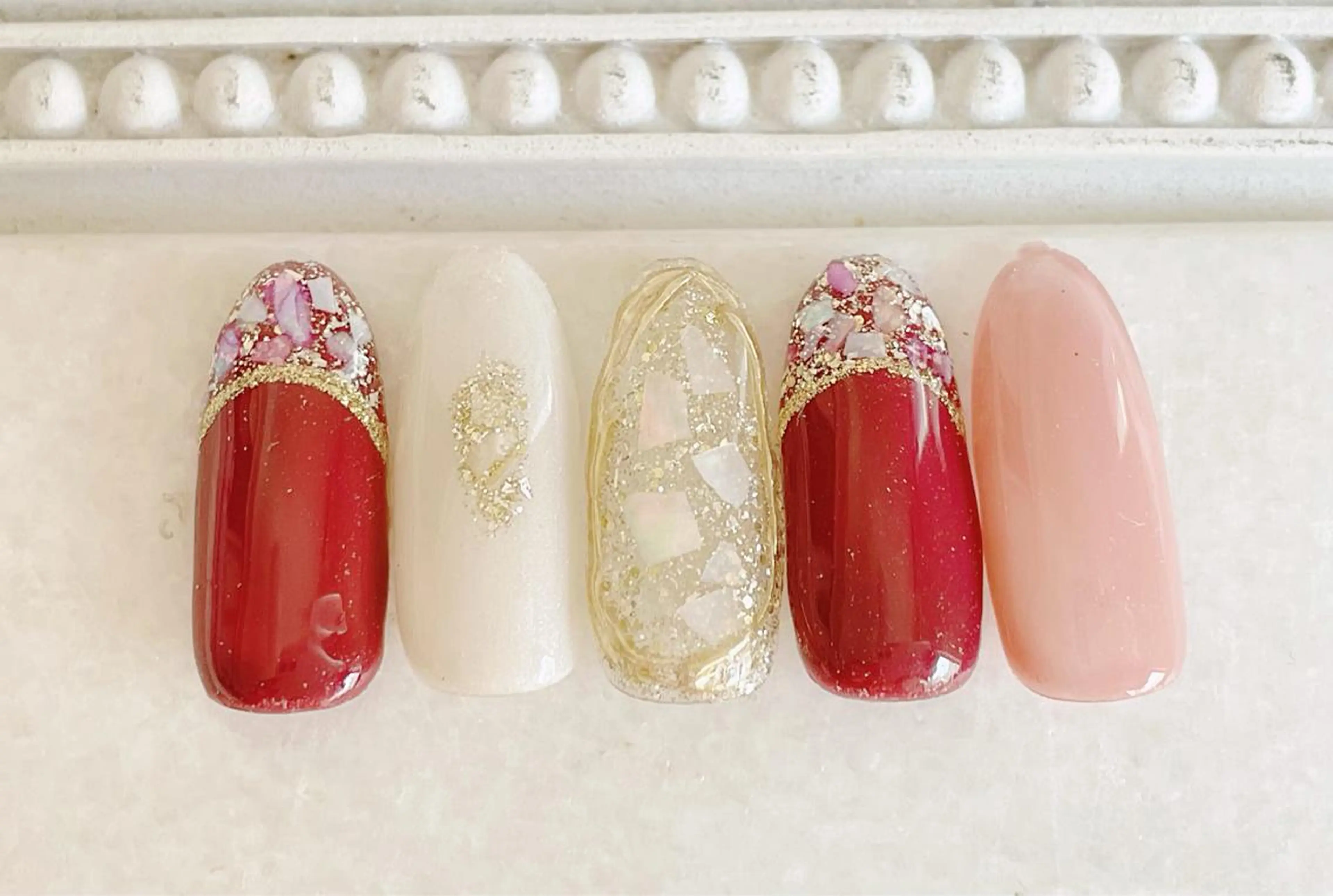 ネイル フレンチネイル ジェルネイル ガラスフレンチ ミラーネイル パラジェル ハンドネイル Satomi  のネイルデザイン