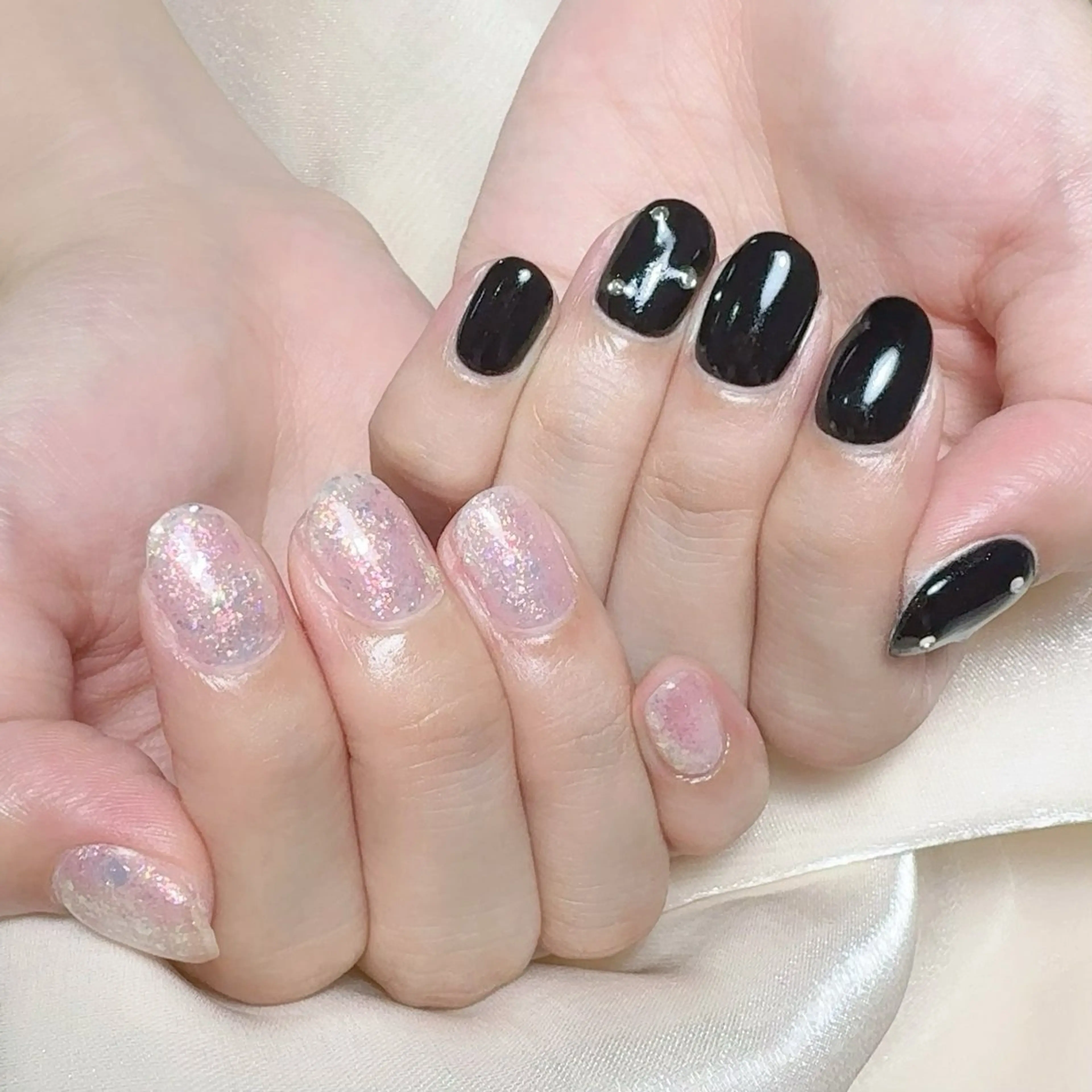 メンズ ネイル メンズ韓国風 アートネイル オーロラネイル ガーリー キラキラネイル ハンドネイル Nail salon 木にいるのネイルデザイン