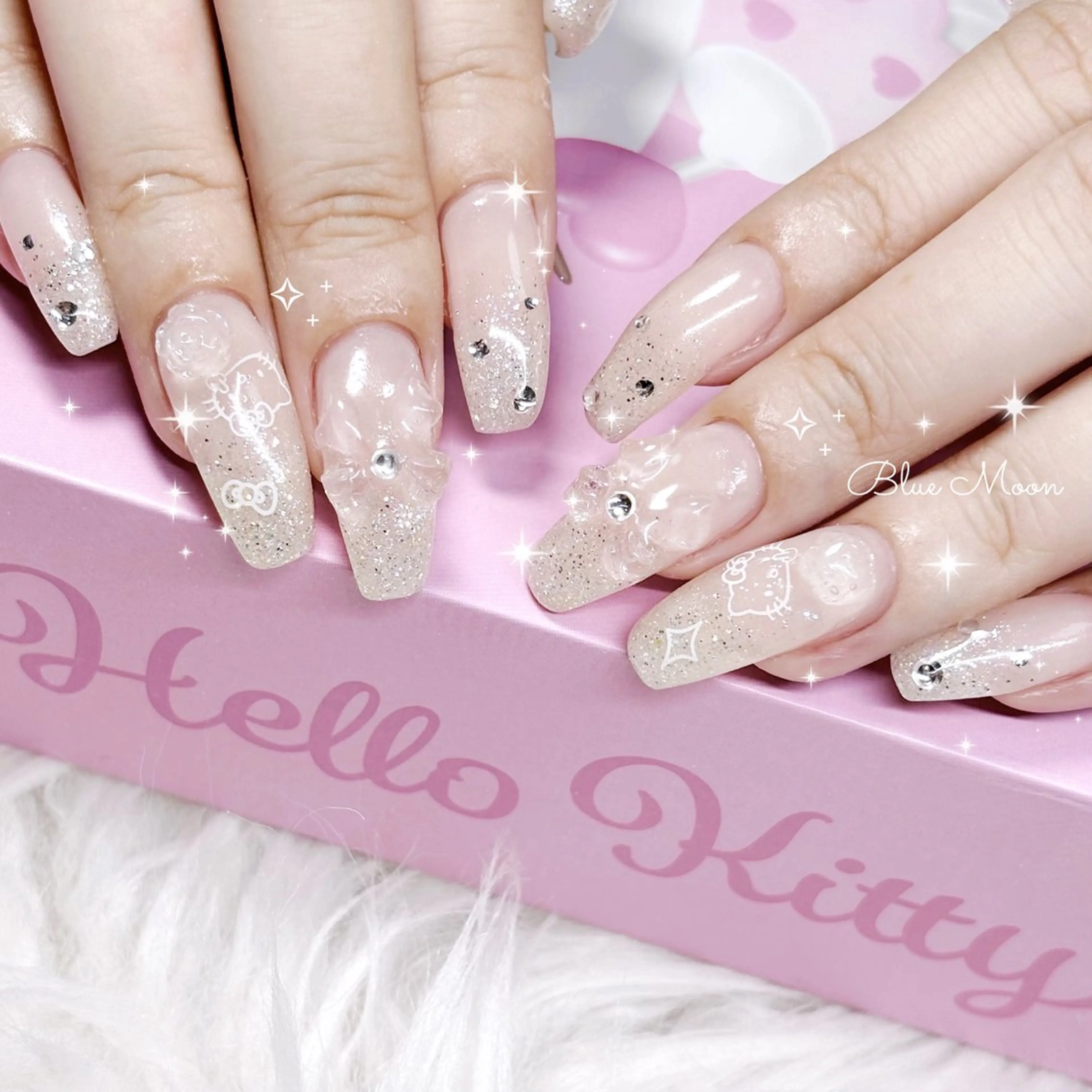 ネイル リボン ハンドネイル フットネイル ハンドケア nail salon Blue Moonのネイルデザイン