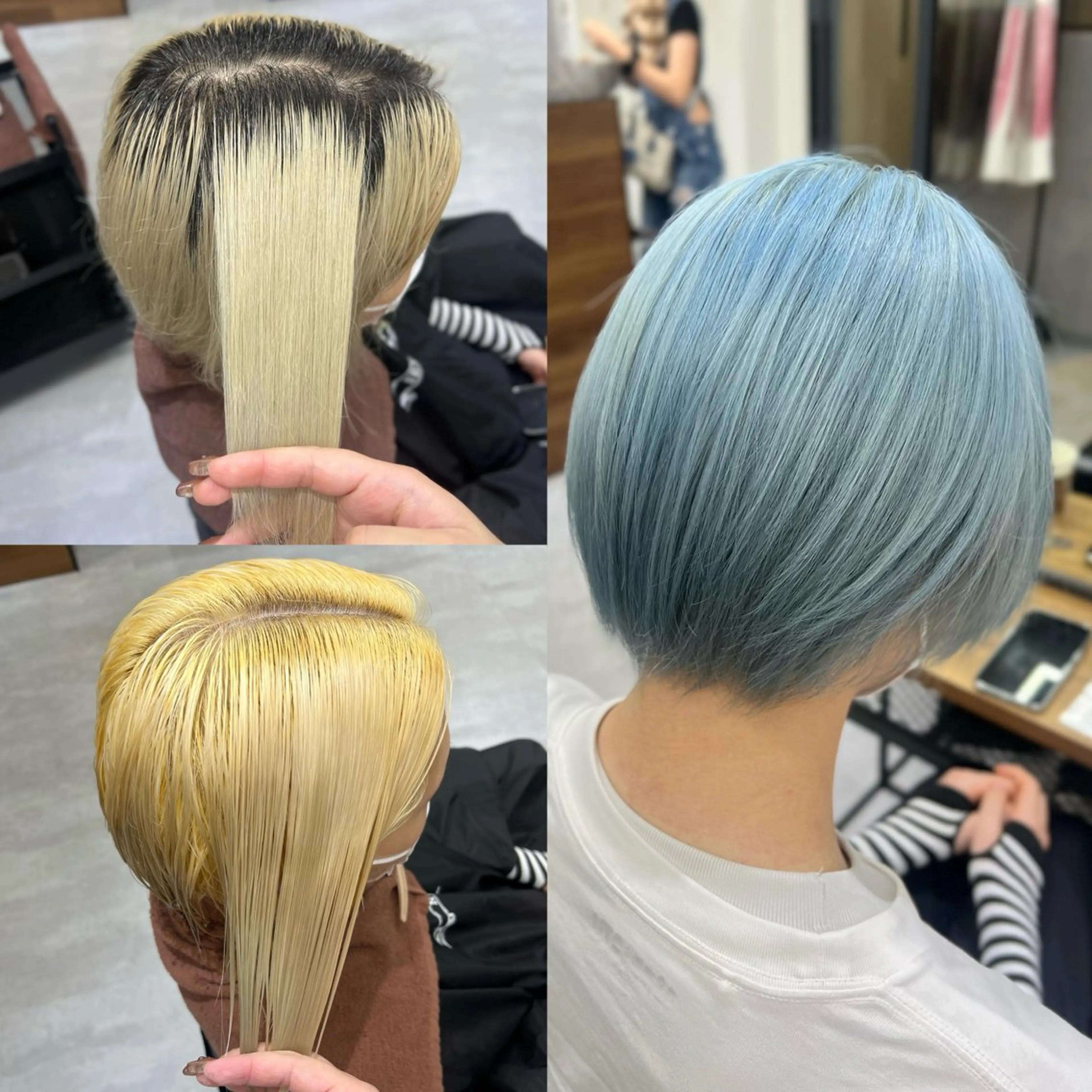 ショート カラー シールエクステ ブリーチ ブルーカラー 透明感カラー デザインカラー カットモデル募集 八王子/kyocoのヘアスタイル