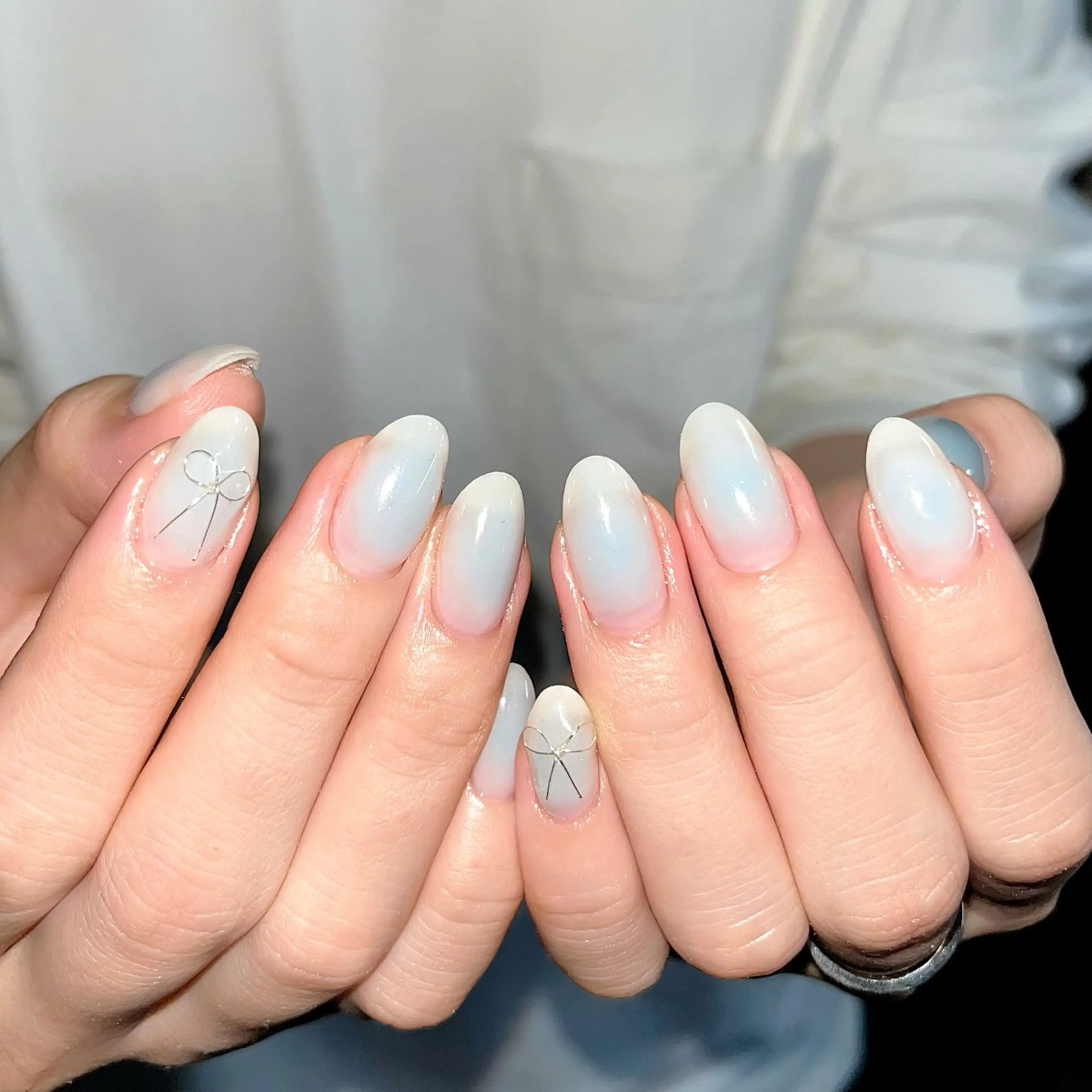 ネイル チークネイル 長さ出し フレンチネイル マグネットネイル ネイビー ハンドネイル 🫧OPELIA NAIL渋谷🫧のネイルデザイン