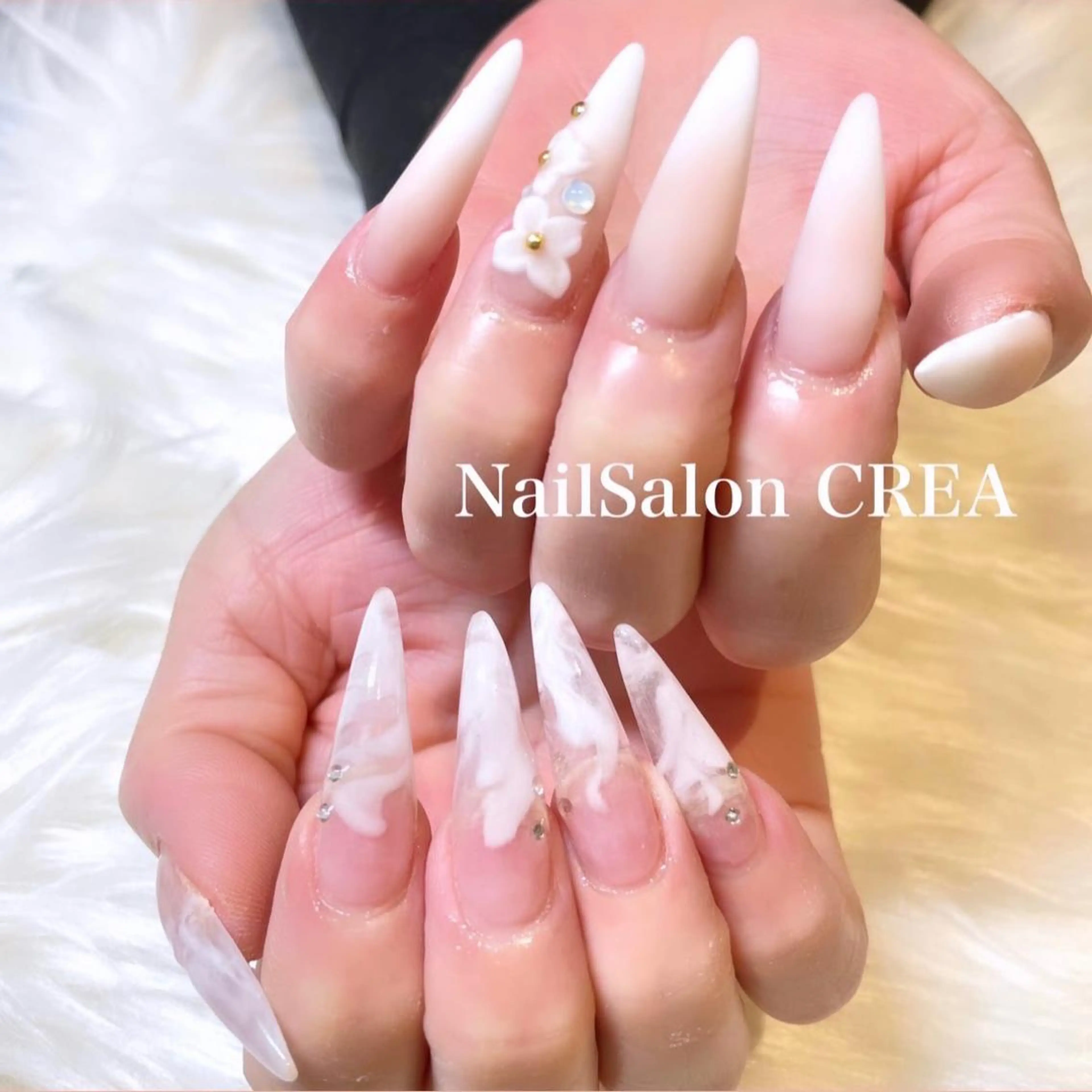 ネイル 大理石ネイル(マーブル) マットネイル ハンドネイル NailSalon CREAのネイルデザイン
