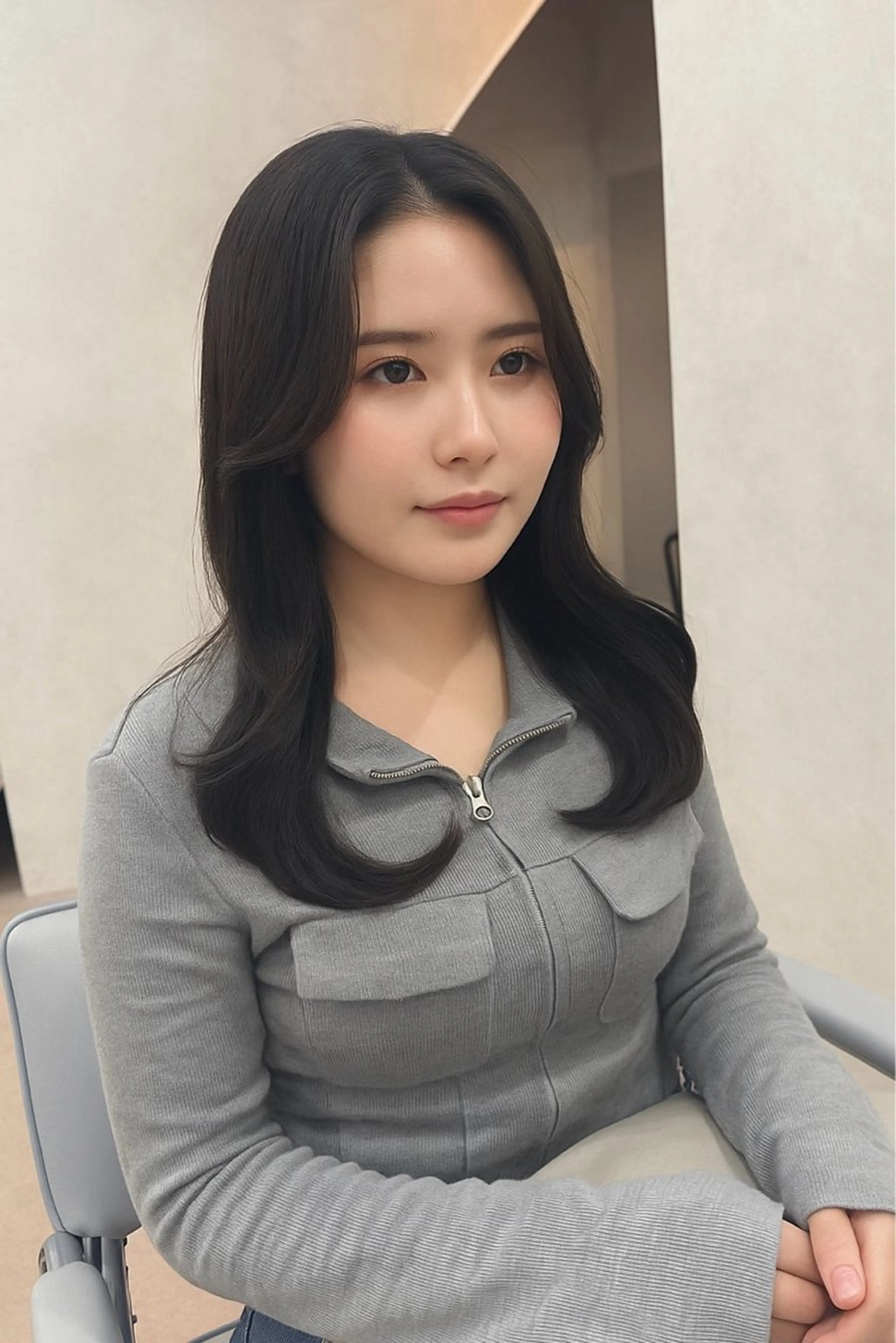 セミロング カット ヘアカラー ✨韓国ヘア✨ レイヤー✂️鎌倉楓麻のヘアスタイル