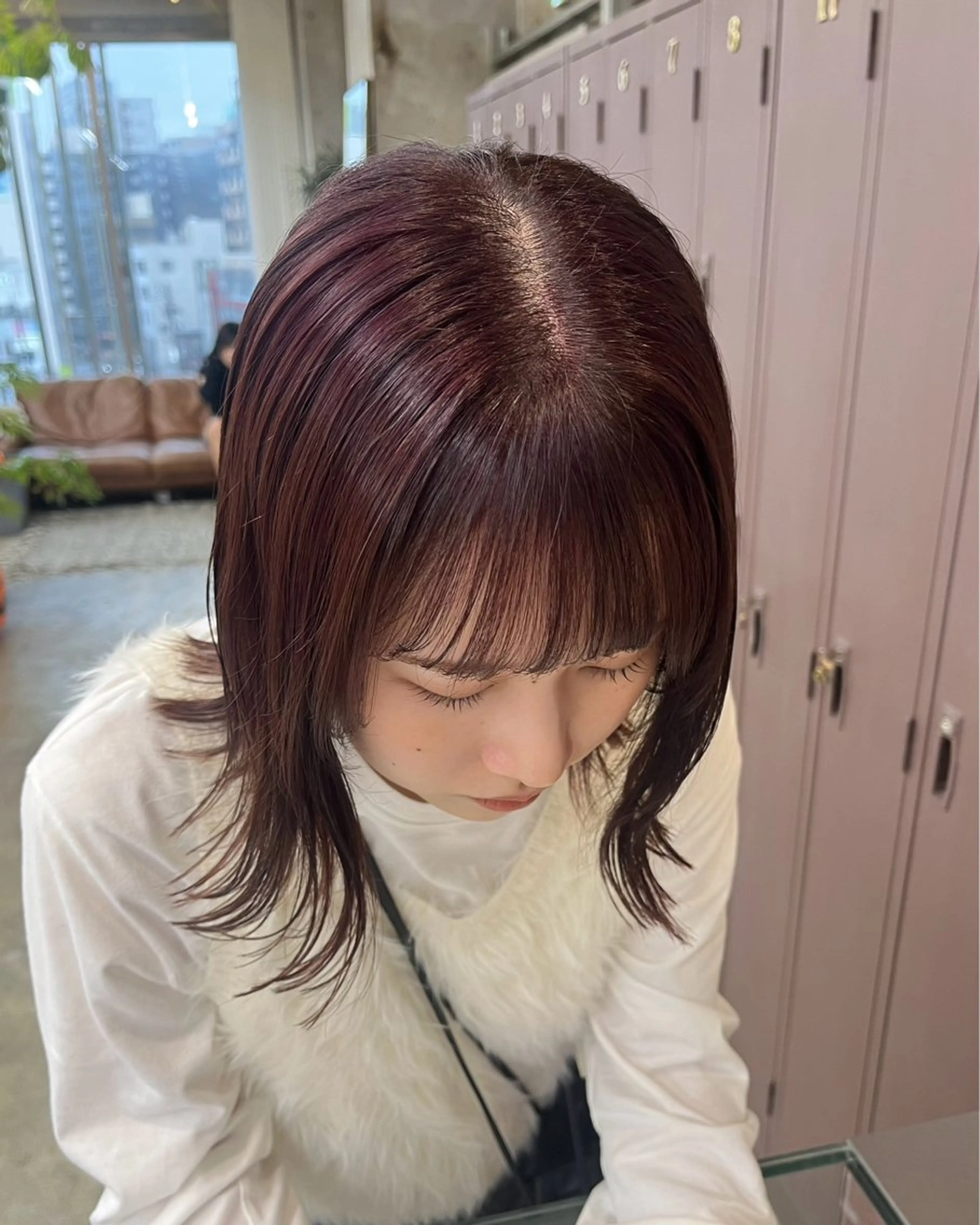 ミディアム カット ヘアカラー パーマ/オリーブ/ 酸性ストレート/ゆなのヘアスタイル