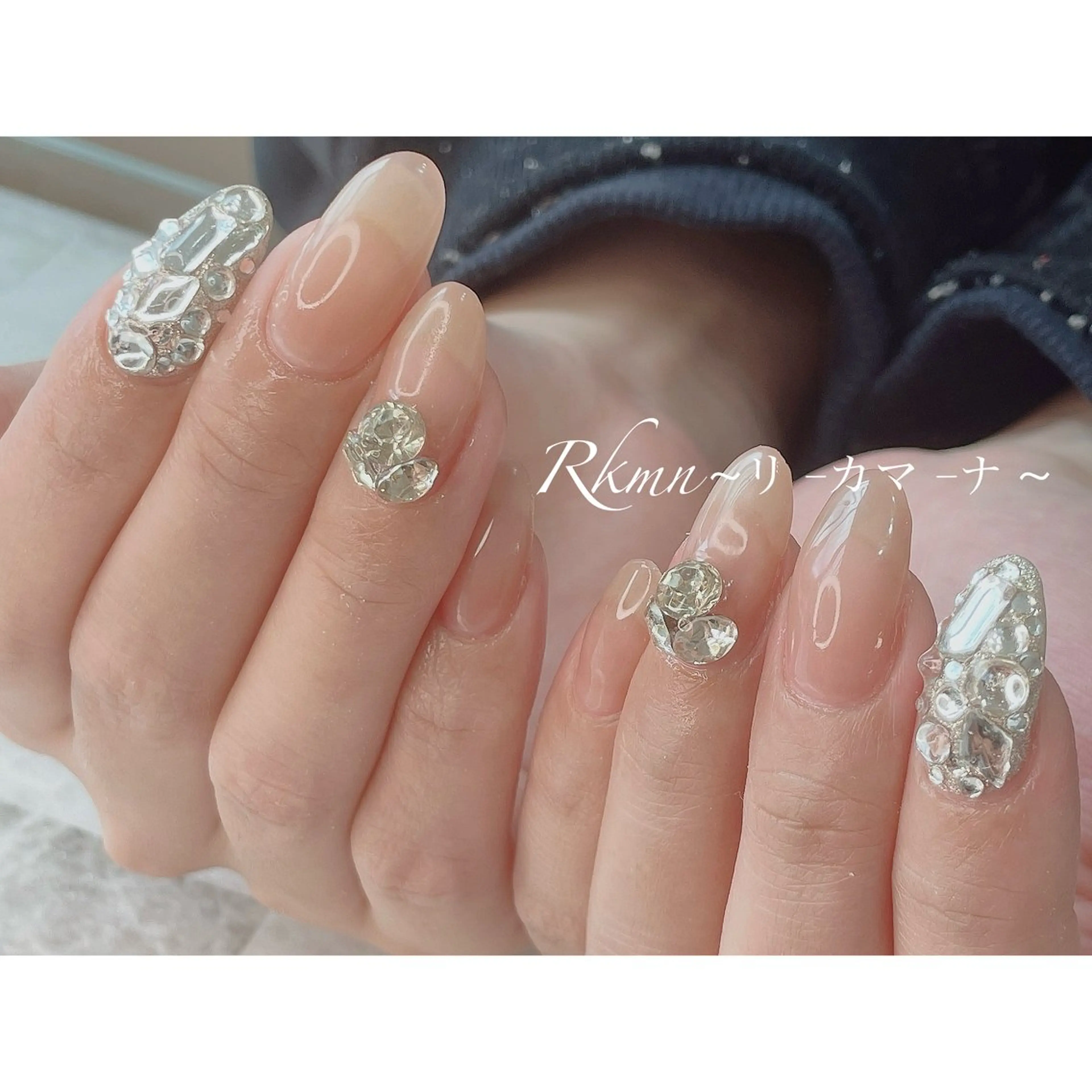 ネイル アートネイル シンプルネイル 春ネイル ストーンネイル ハンドネイル フットネイル ハンドケア Rkmn ~リ-カマ-ナ~のネイルデザイン