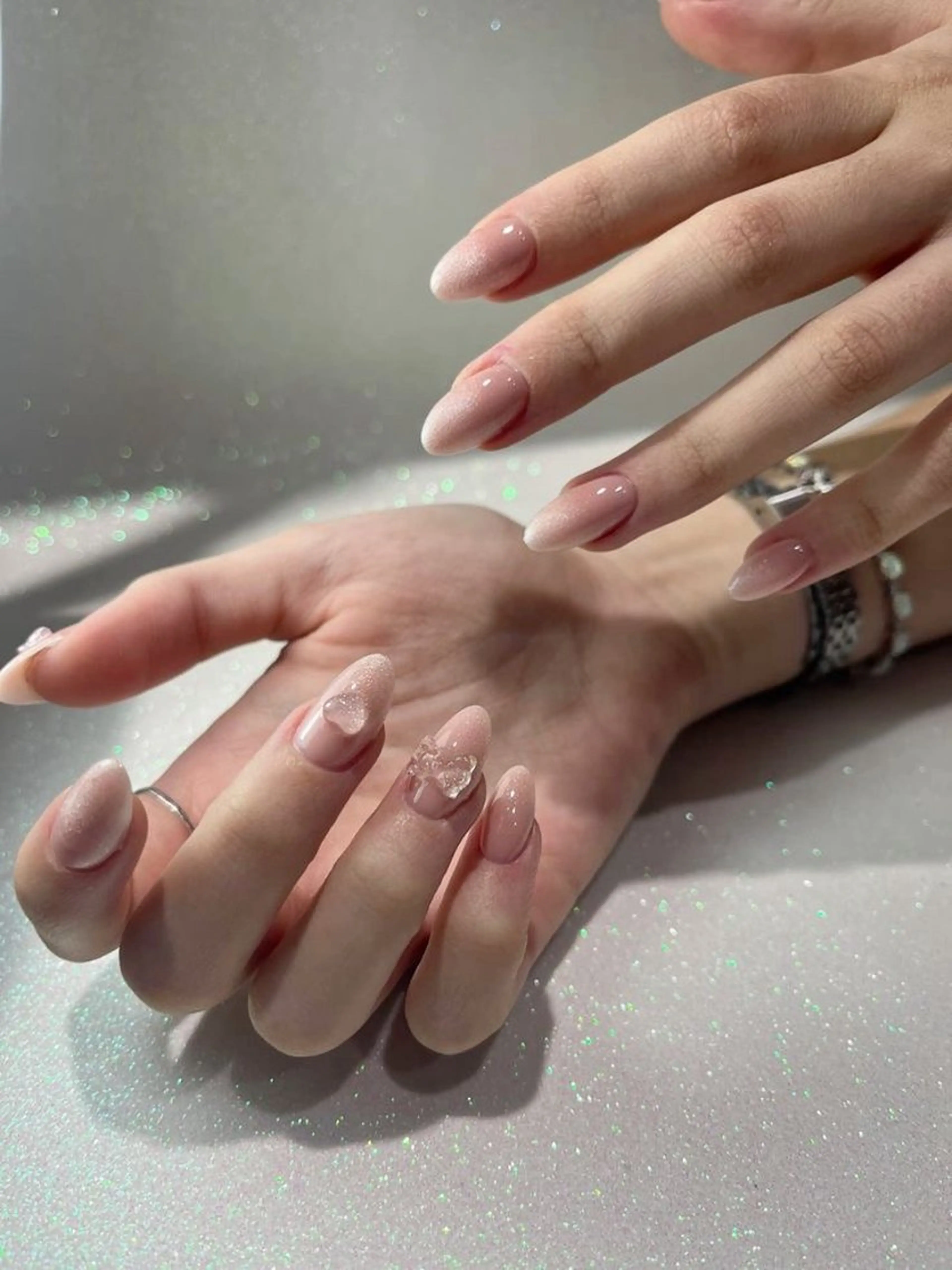 ネイル アートネイル フレンチネイル ジェルネイル 韓国ネイル ミラーネイル 波 なみのネイルデザイン