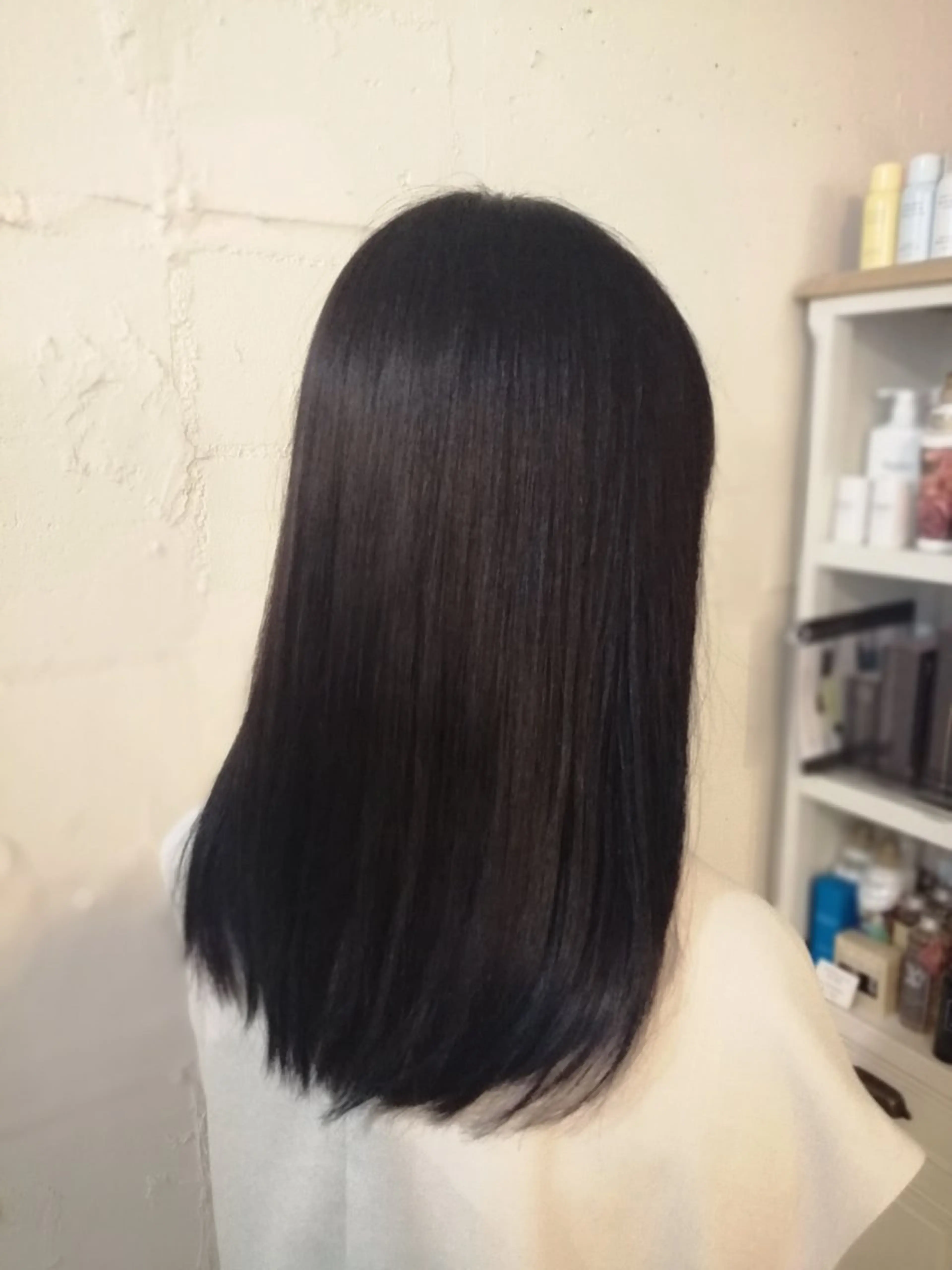 ロング カラー 黒髪 福永 ちひろのヘアスタイル