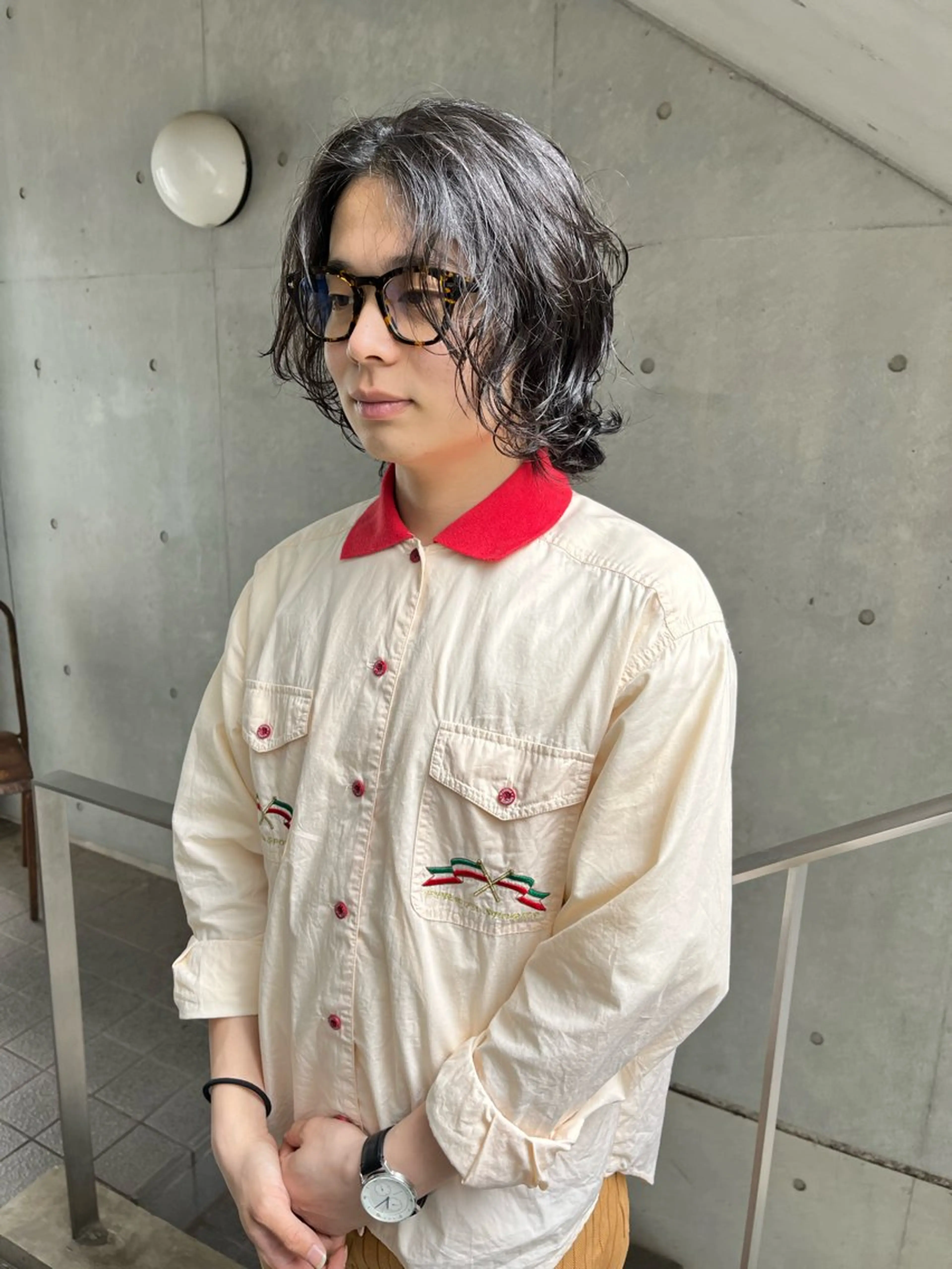 ミディアム メンズ ミディアムパーマ メンズパーマ GO TODAY SHAiRE SALON表参道Polaris店所属・暖色カラー/ピンク カラー/HARUKAのヘアスタイル