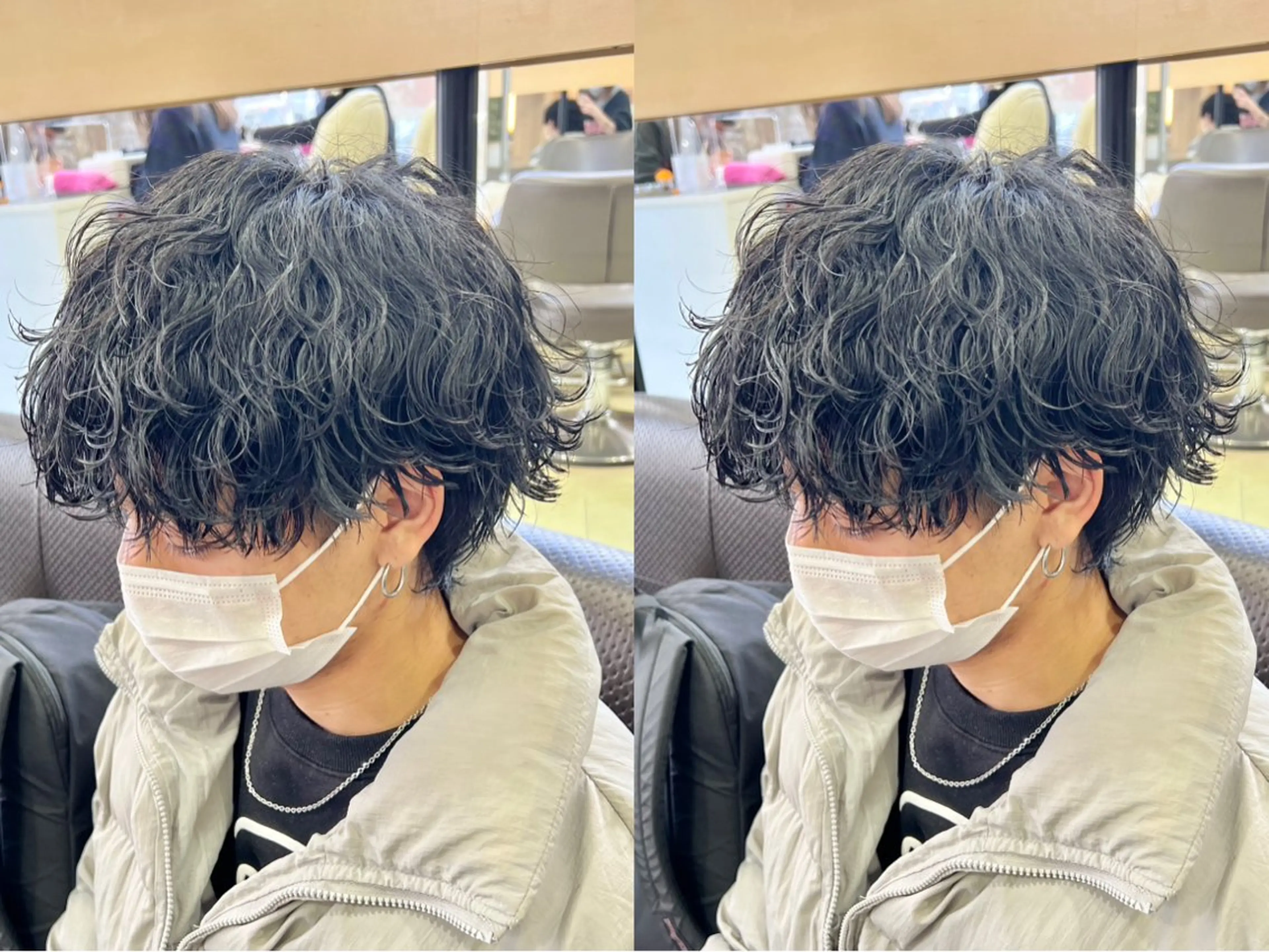 ショート カラー パーマ メンズ カット パーマ ダウンパーマ🇰🇷 毛流れパーマ【かな】のヘアスタイル