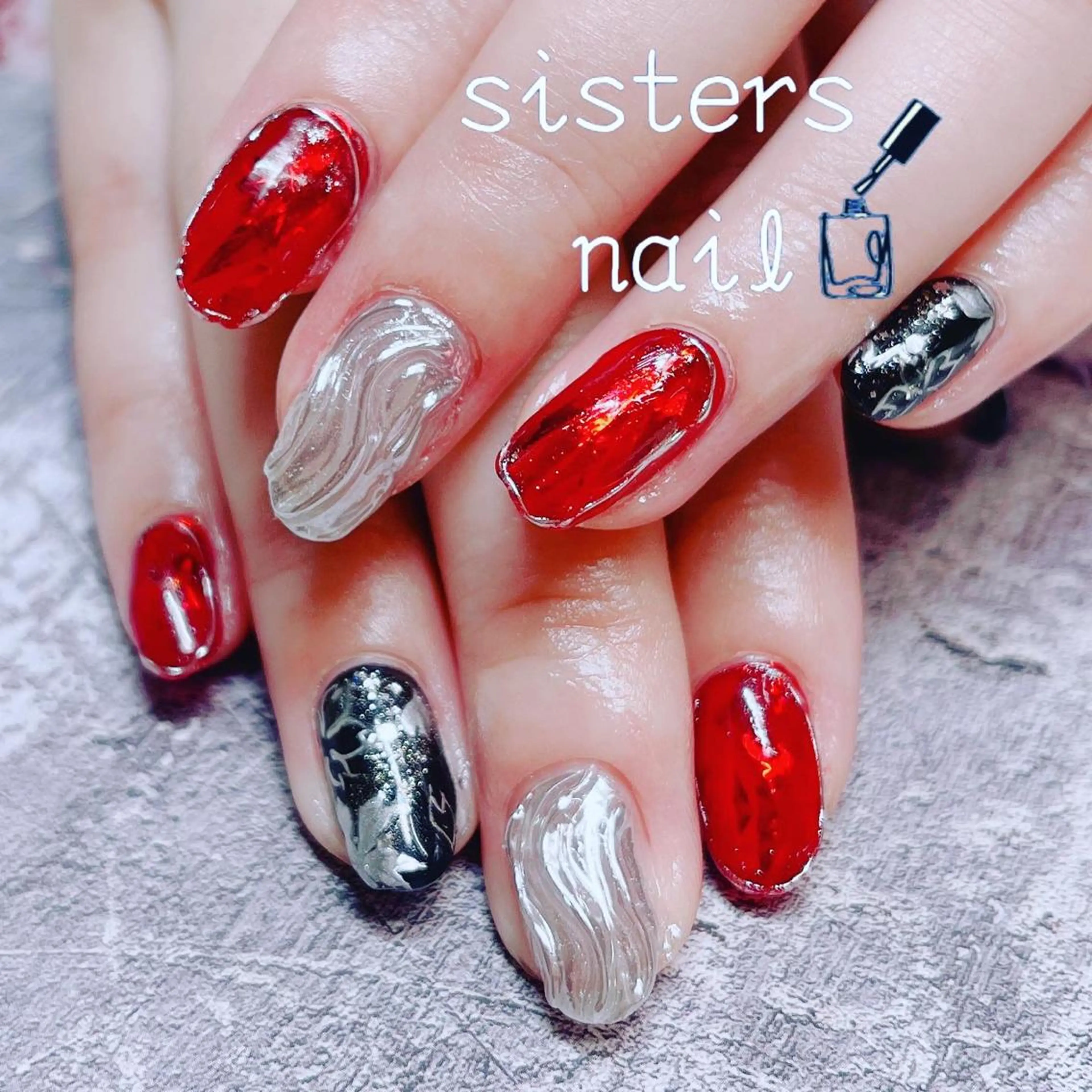 ネイル アートネイル オーロラネイル 桜ネイル 氷ネイル・うるうるネイル ミラーネイル ハンドネイル ハンドケア sisters nail.fのネイルデザイン
