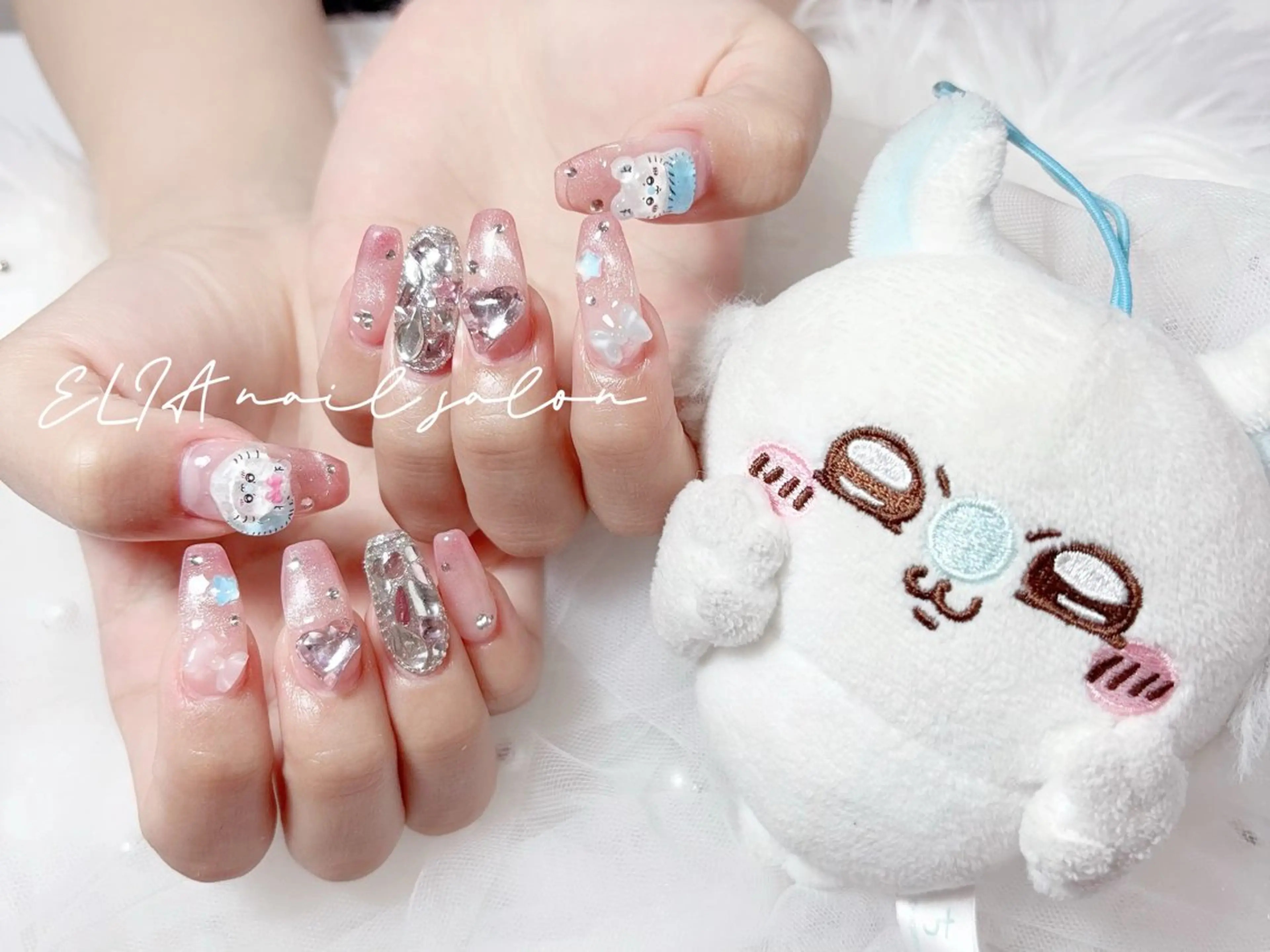 ネイル チークネイル 長さ出し グラデーション ラメ(グリッター) ラメグラデーション ハンドネイル ELIA【エリア】 nailsalonのネイルデザイン