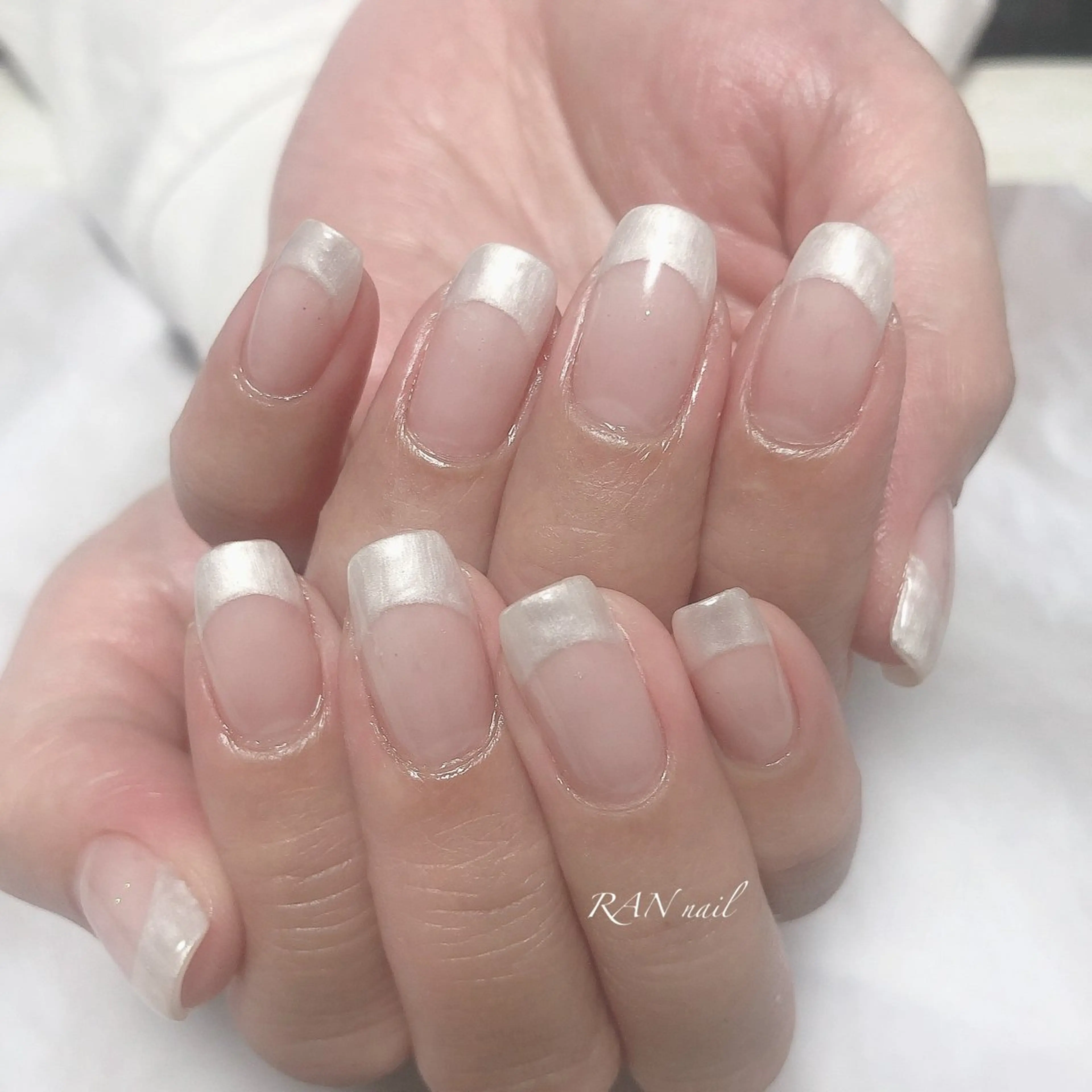 ネイル フレンチネイル シンプルネイル ホワイト ハンドネイル フットネイル RAN nail 〜ランネイル〜所属・RAN nailのネイルデザイン