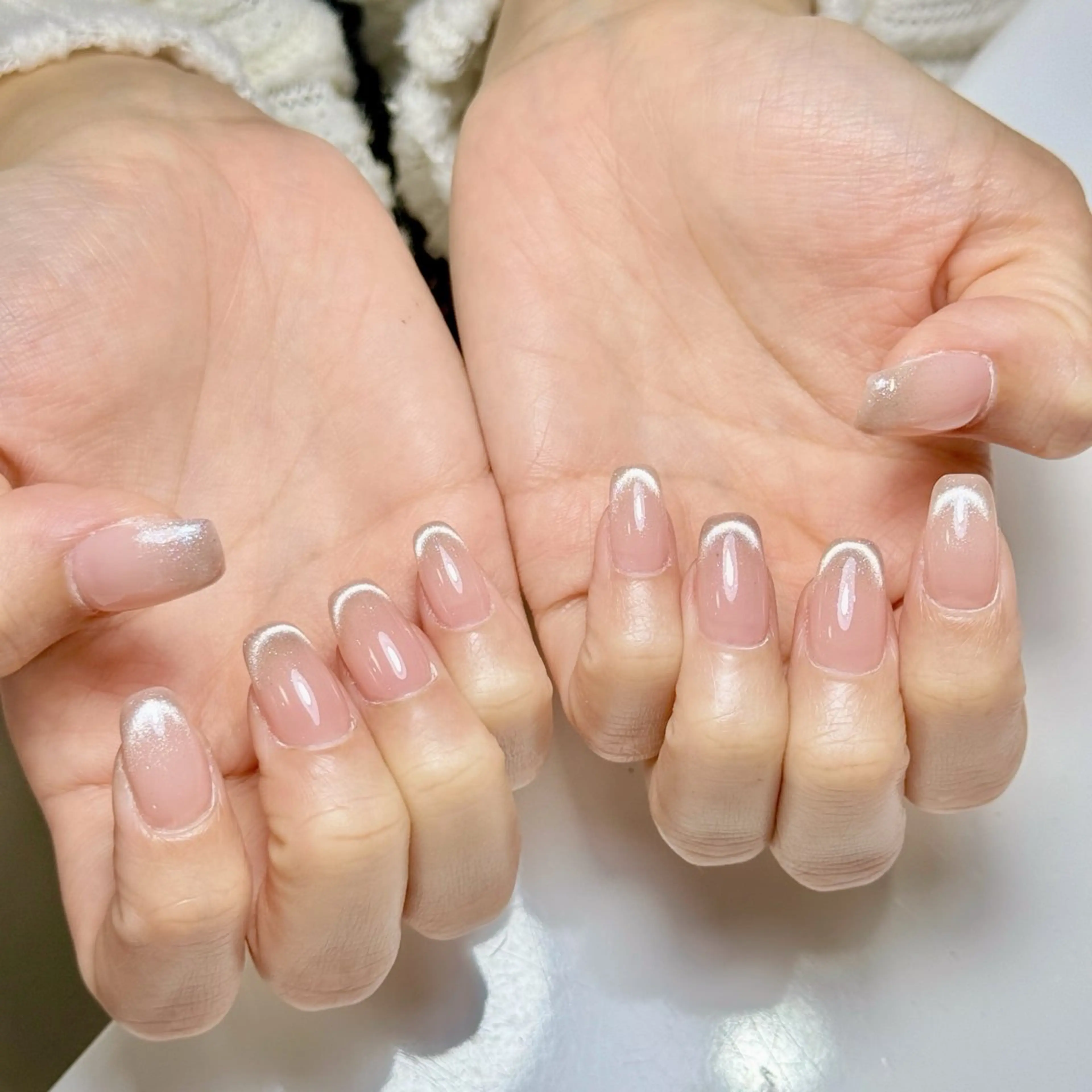 ネイル アートネイル オーロラネイル チークネイル フレンチネイル ガラスフレンチ 🎀🎀YooLi Nail Salonのネイルデザイン