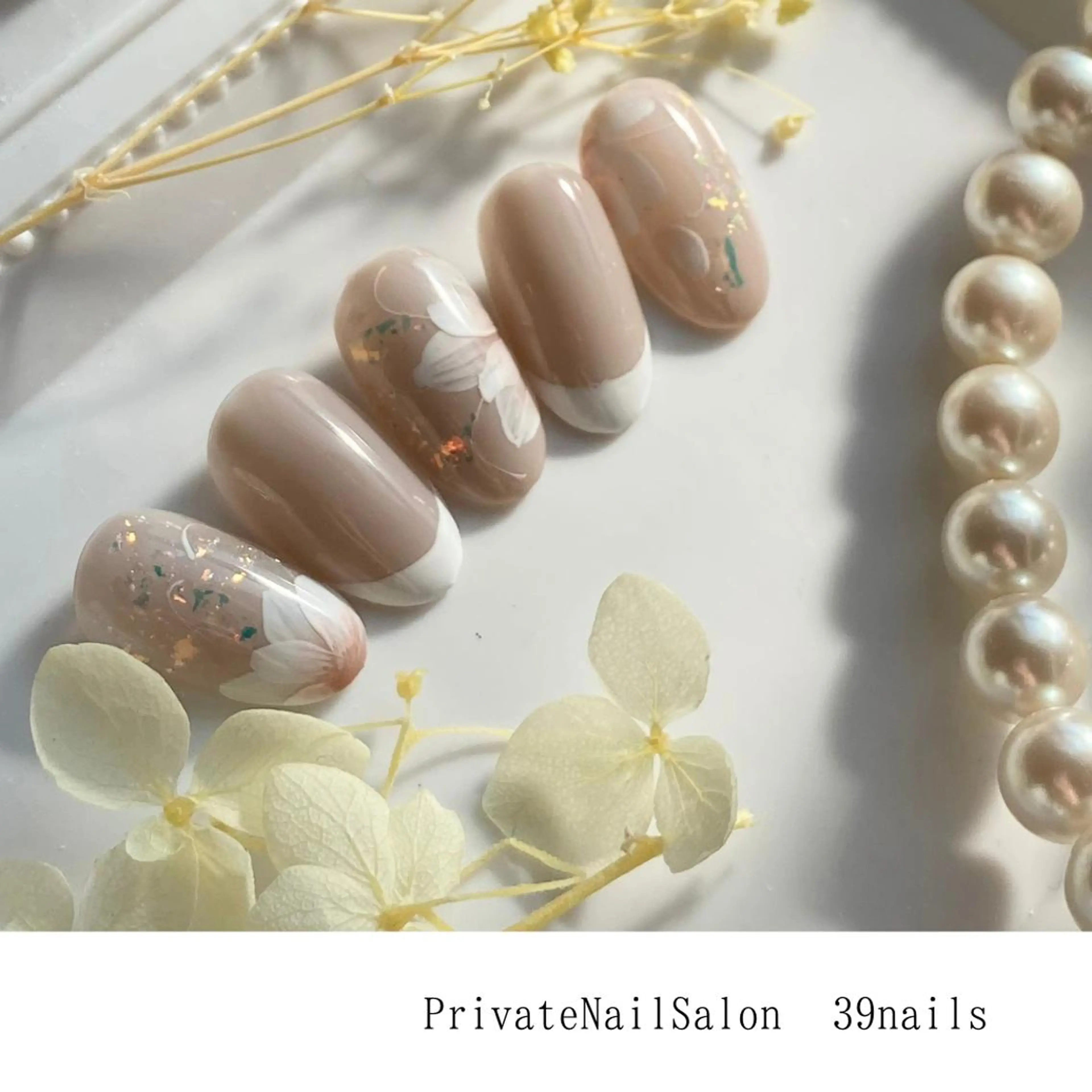 ネイル フラワーネイル フレンチネイル オフィスネイル ブライダルネイル 39-nails EharaMikuのネイルデザイン