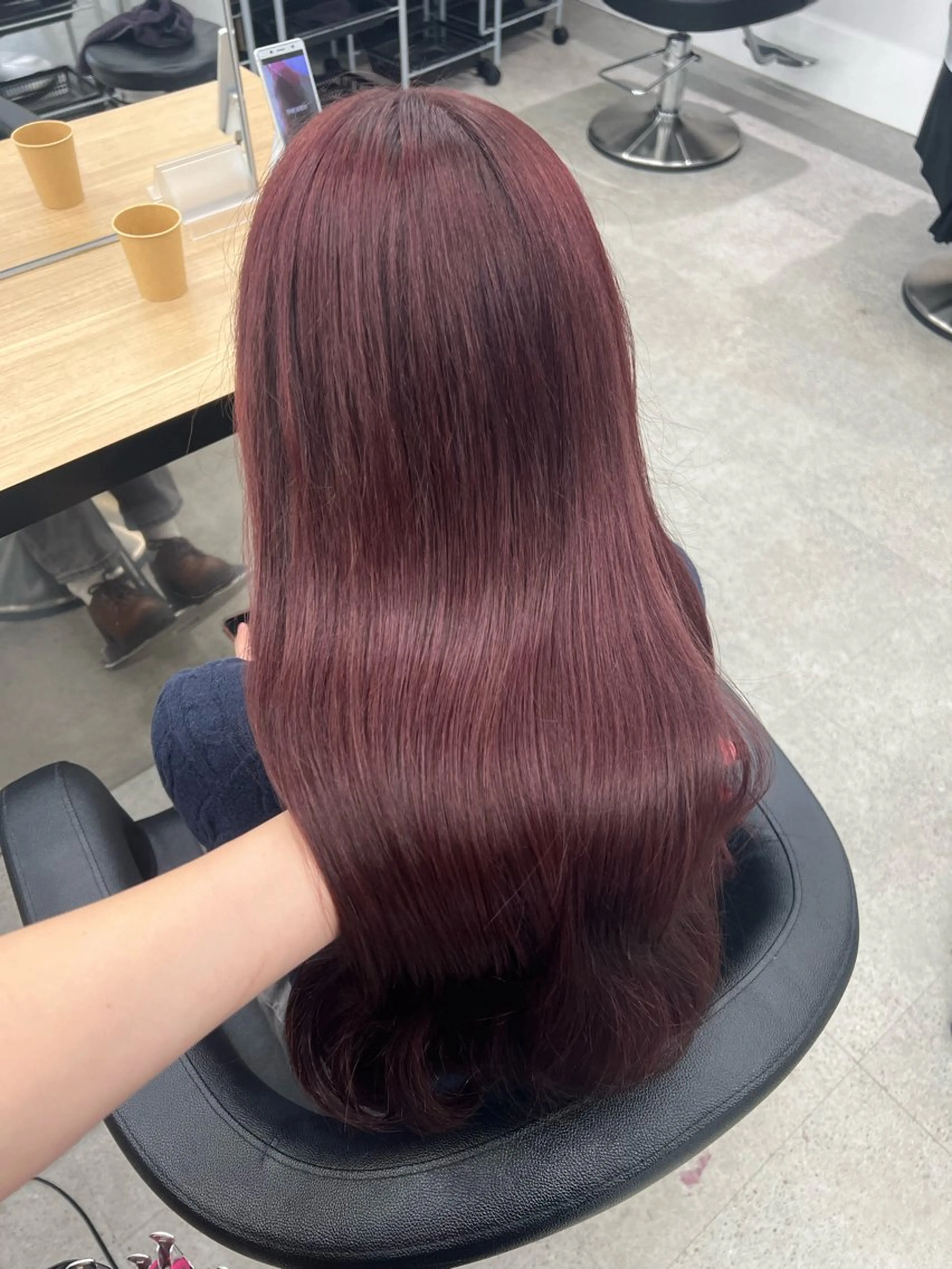 ロング カラー ブリーチ 髪質改善 トリートメント 💗愛され暖色💗 ピンク/レッド💗のヘアスタイル