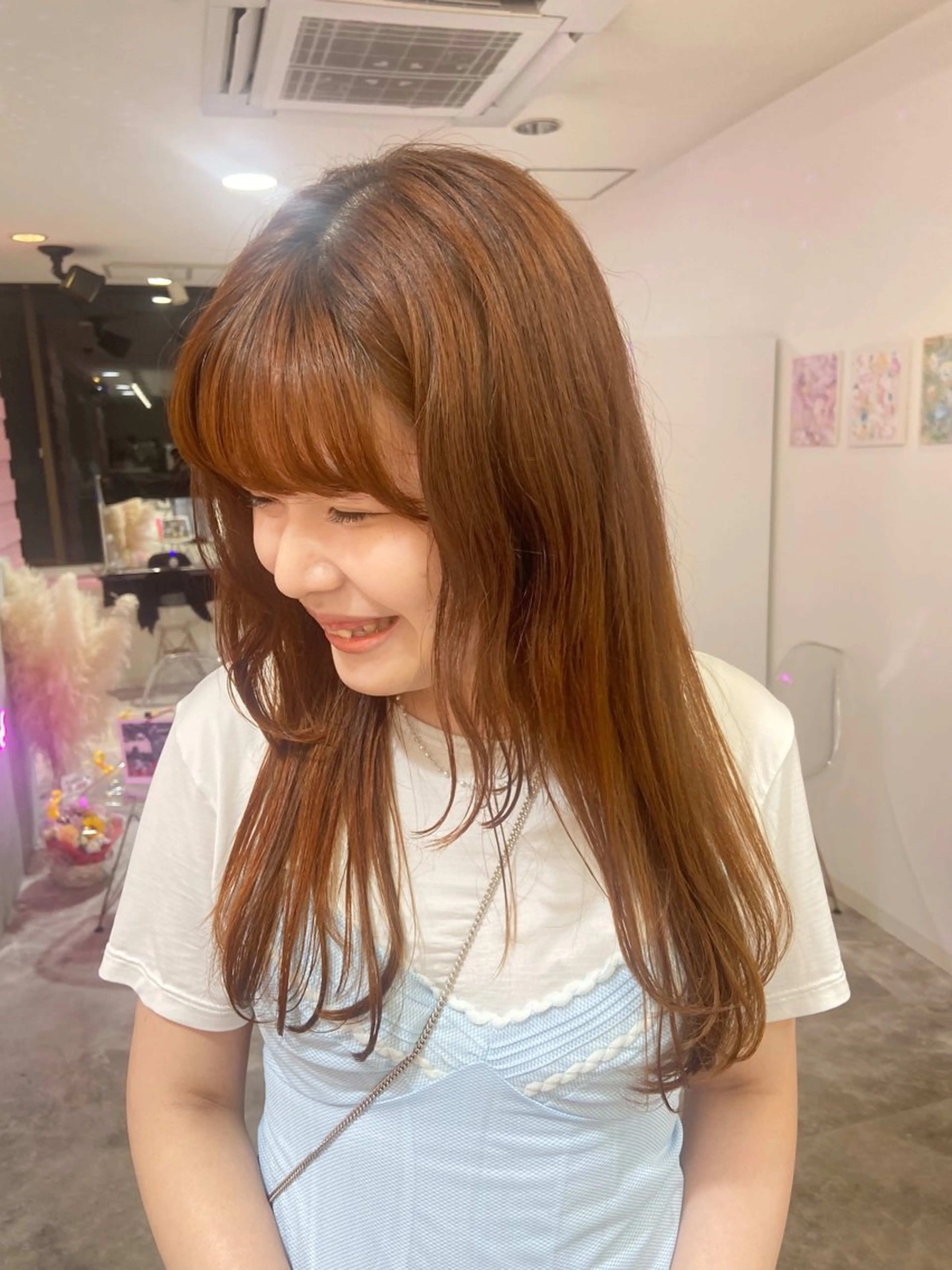 セミロング カラー オレンジ 🌼RENA🌼似合 わせのプロ/まつパのマツエク・マツパデザイン