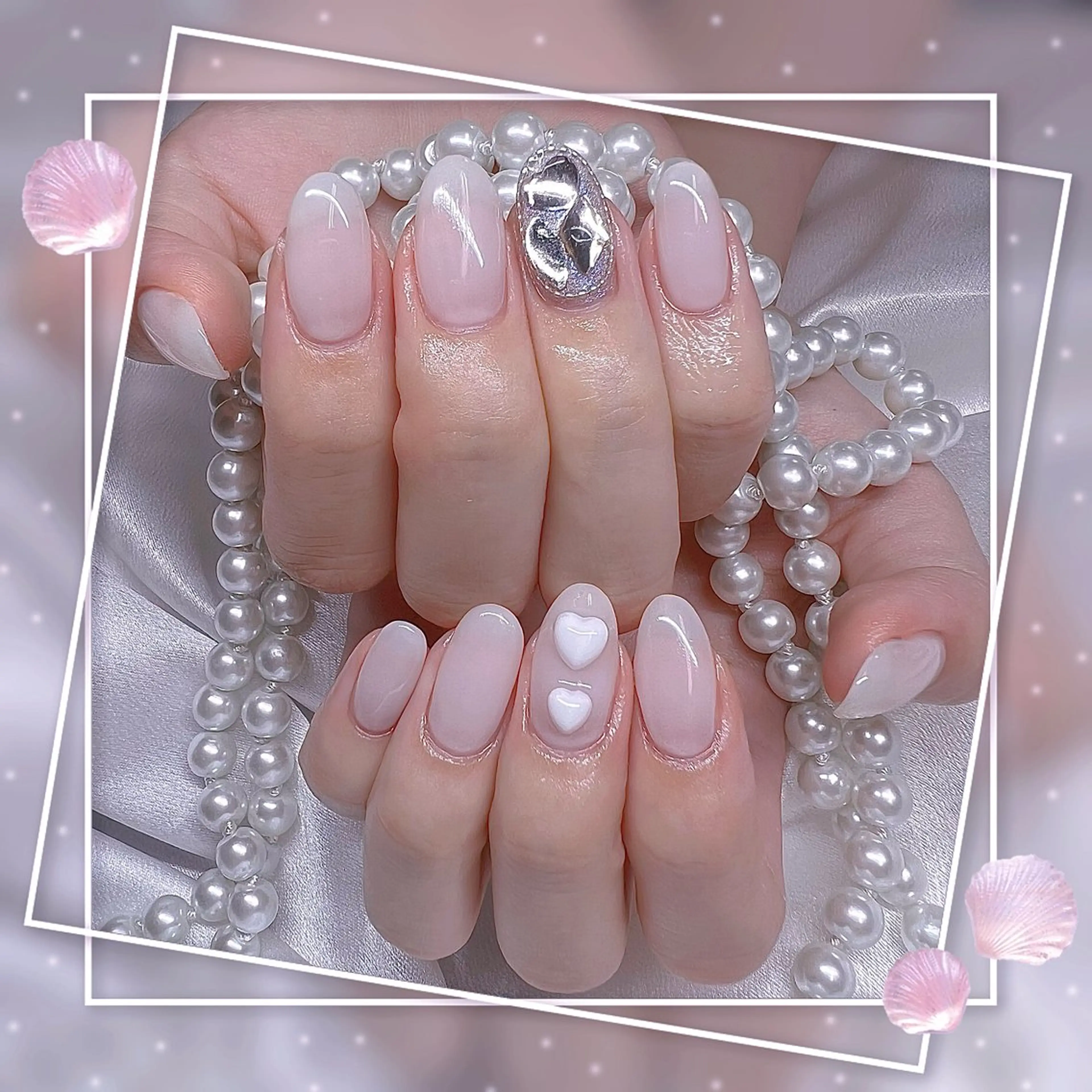 ネイル フレンチネイル グラデーション キラキラネイル 韓国ネイル マグネットネイル ハンドネイル Chill Nailsalonのネイルデザイン
