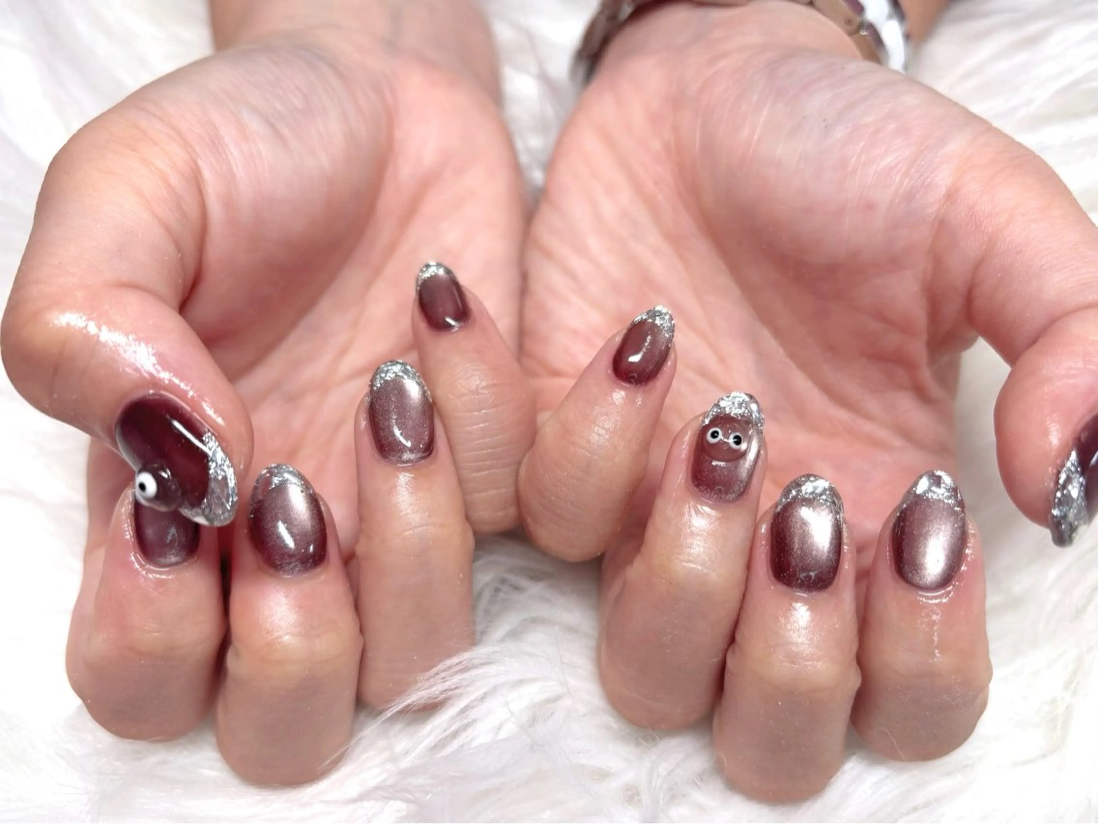 ネイル フレンチネイル ガラスフレンチ マグネットネイル ハンドネイル Noix nailのネイルデザイン