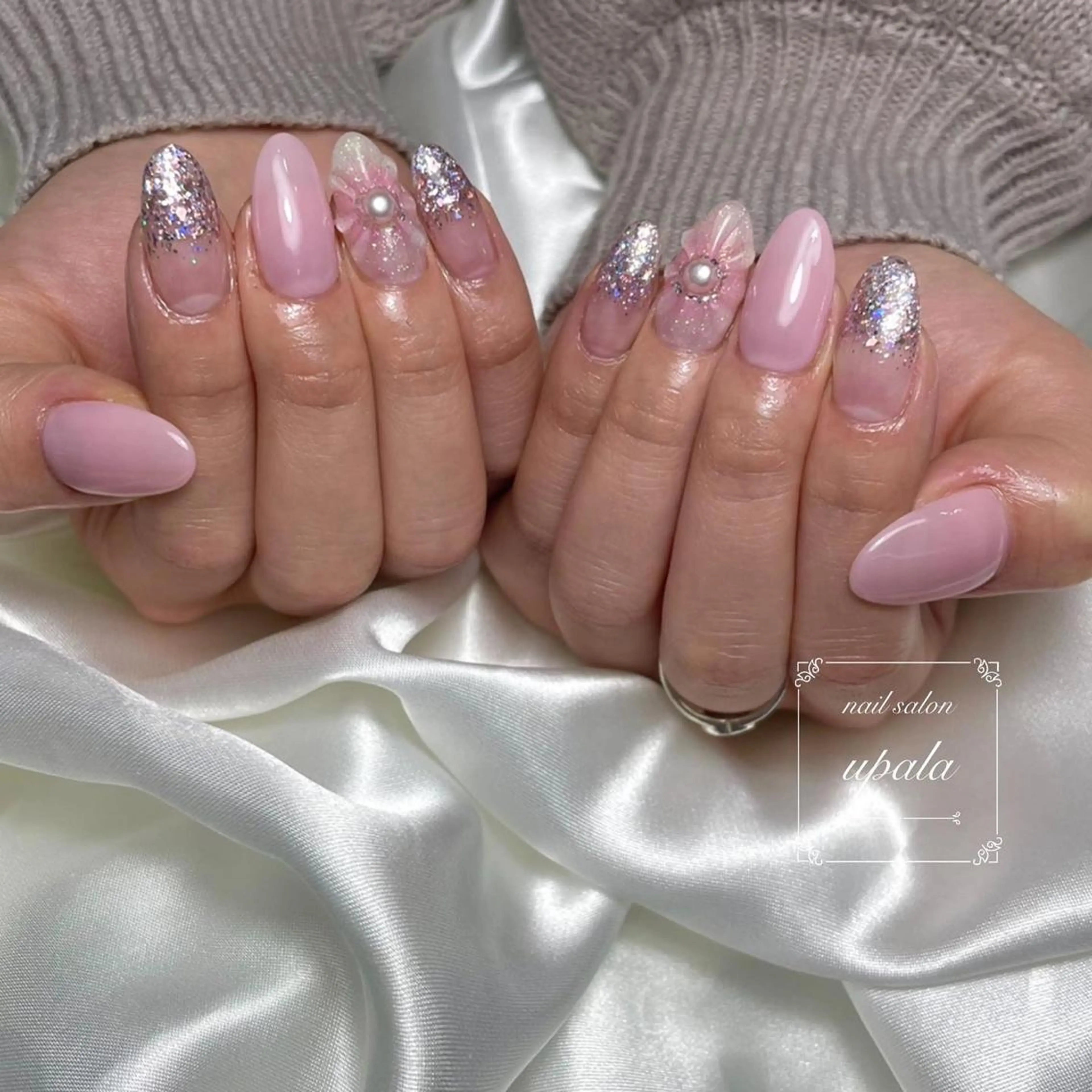 ネイル フラワーネイル ニュアンスネイル ぷっくりネイル 春ネイル ハンドネイル upala Mayukoのネイルデザイン