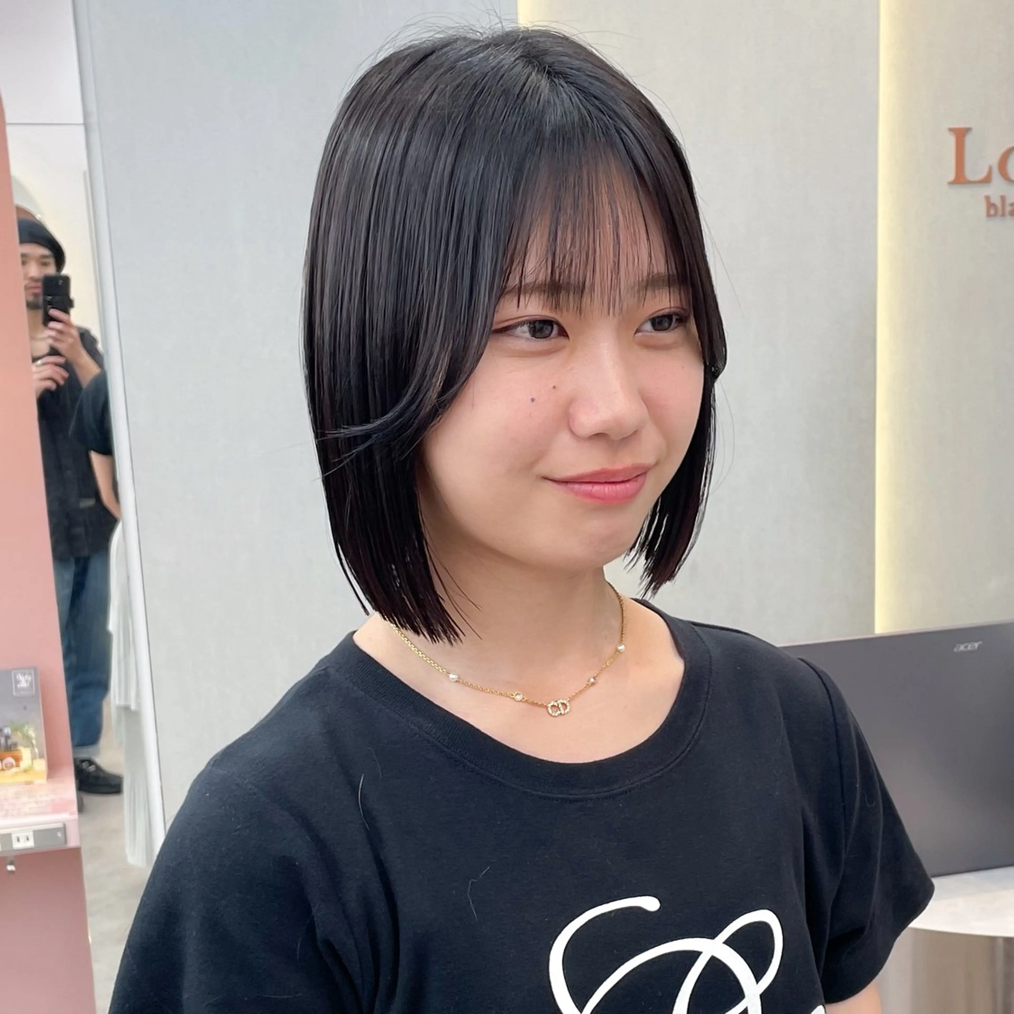 ショート カット 縮毛矯正 トリートメント ストンボブ/レイヤー 透明感カラー/ヒデジのヘアスタイル