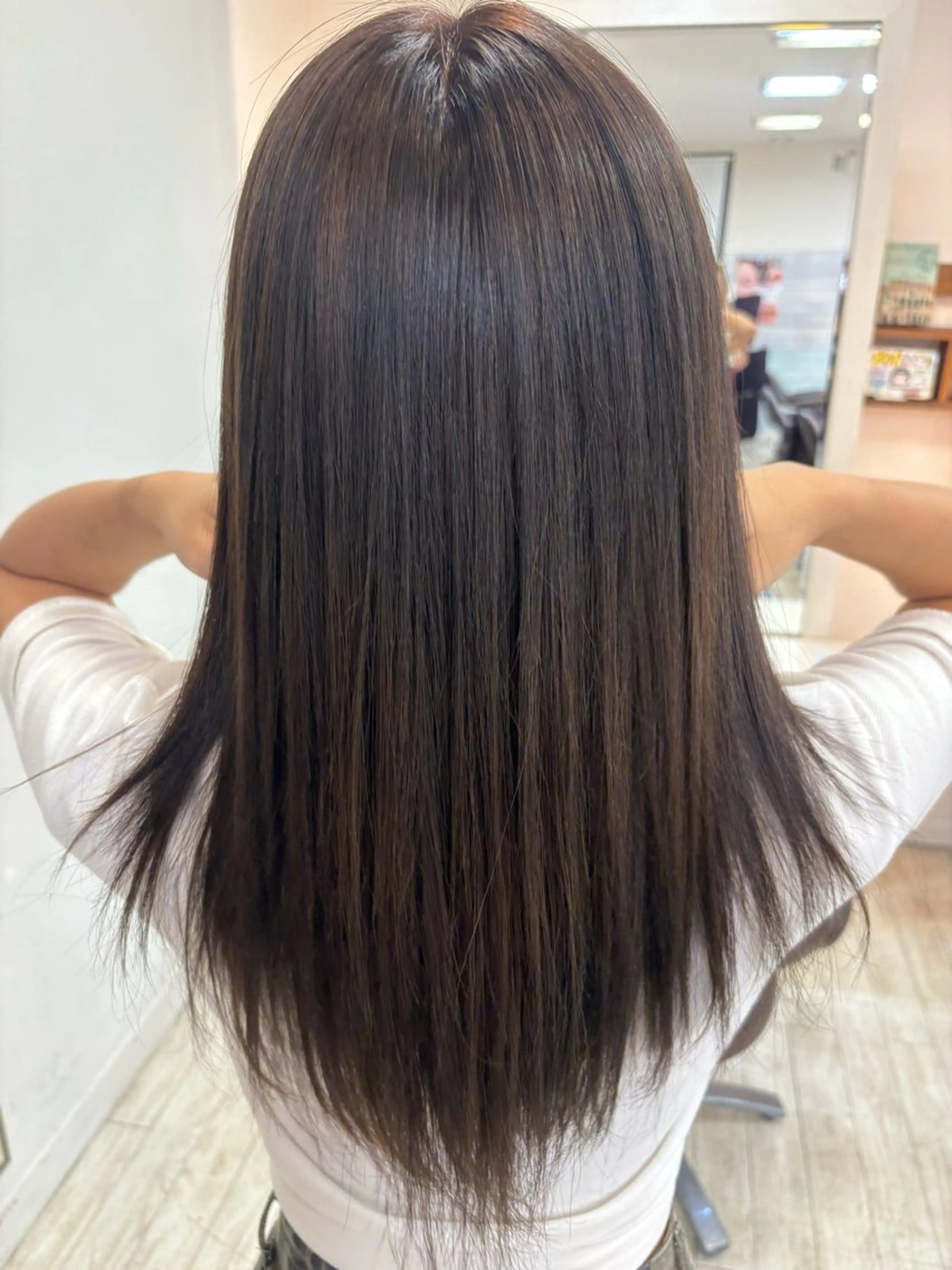 セミロング くせ毛 外国人風カラー ハイライト レイヤーカット 縮毛矯正 エクステ CREA渋沢 モデル募集🌺アイナのヘアスタイル