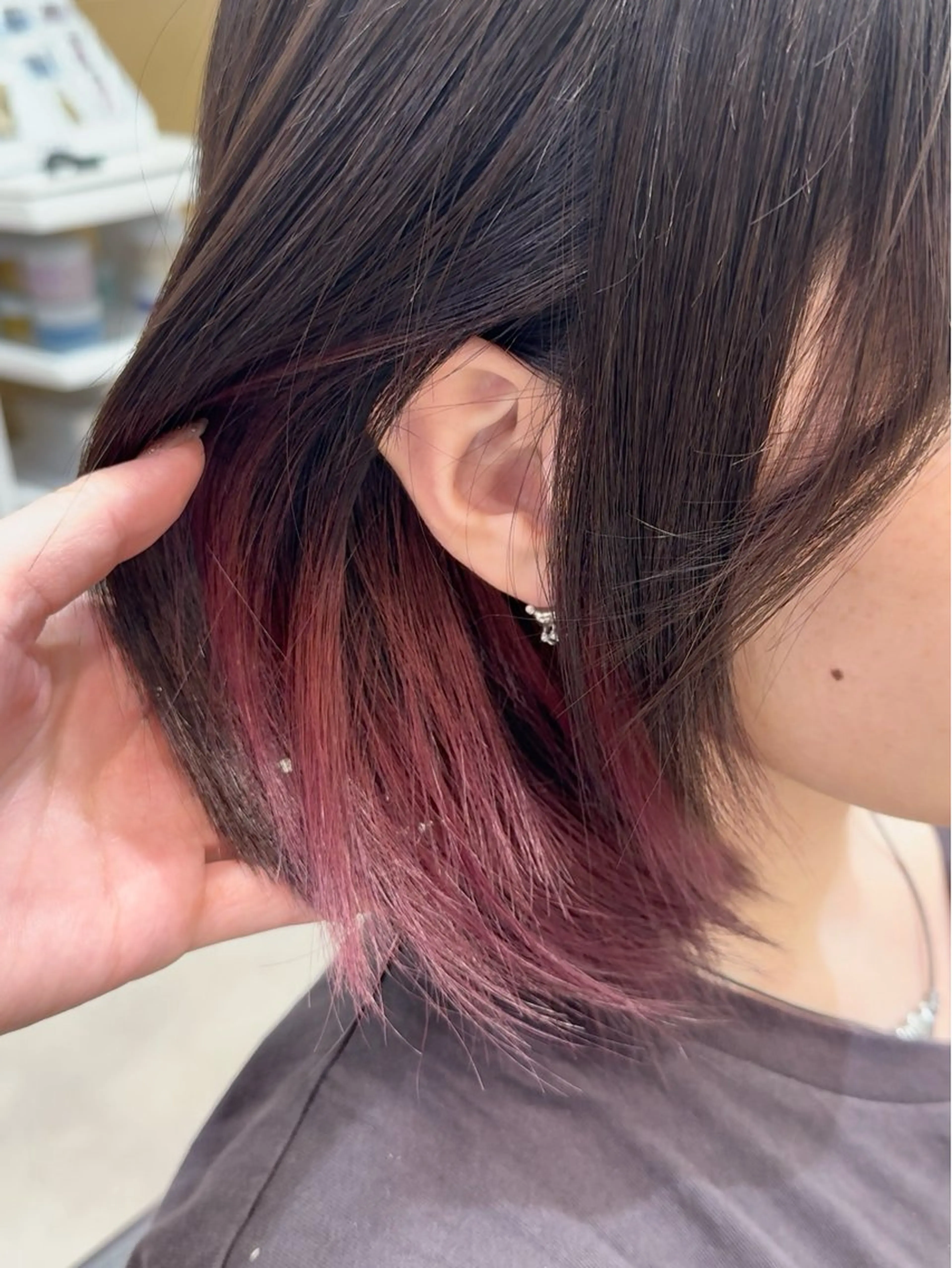 ショート カラー ヘアカラー アレンジ🎀暗髪🥣 FACE。らんのヘアスタイル