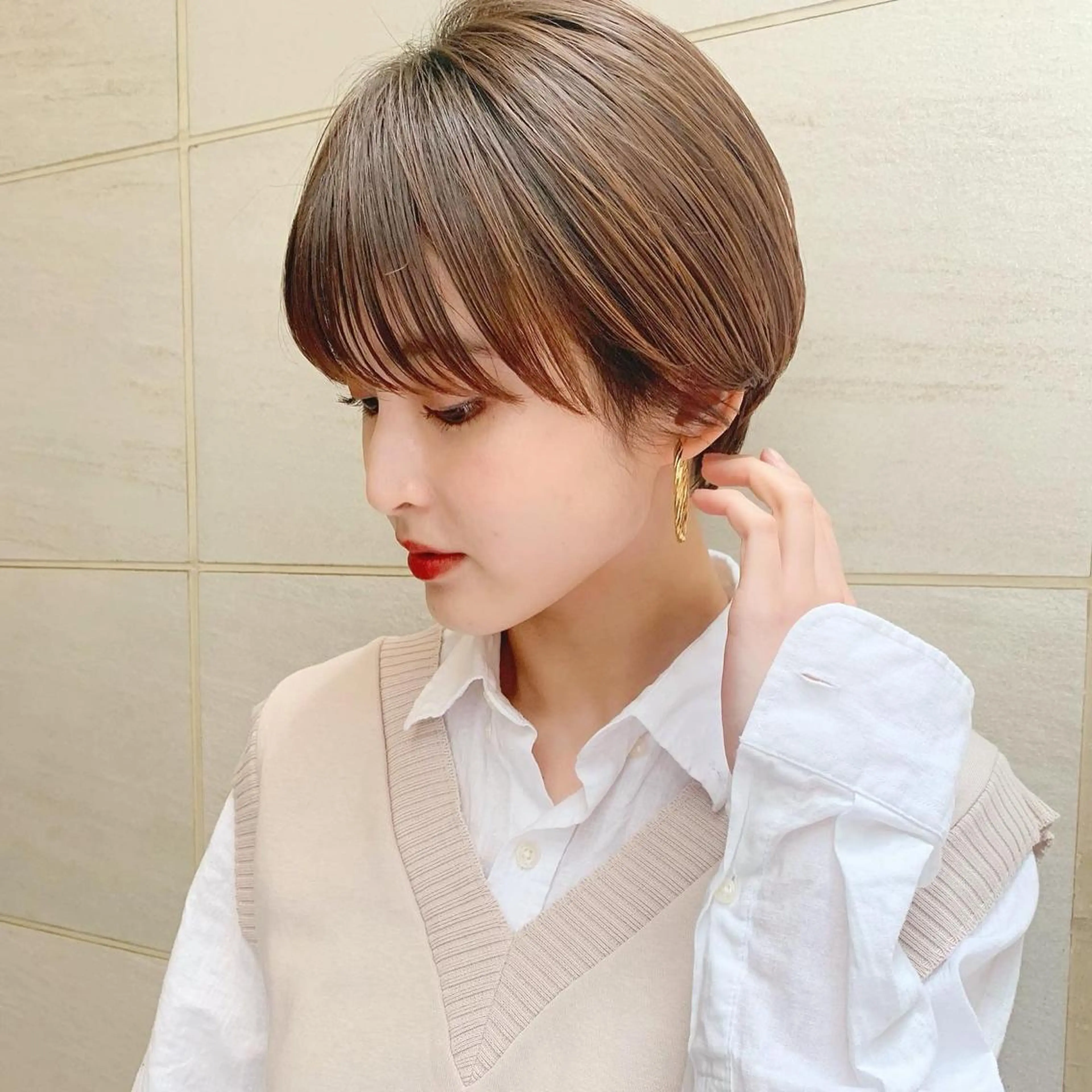 ショート カラー ボブ 似合わせカット ショートヘア 🌱小顔ヘア/ボブ ミディアム/双葉🌱のヘアスタイル
