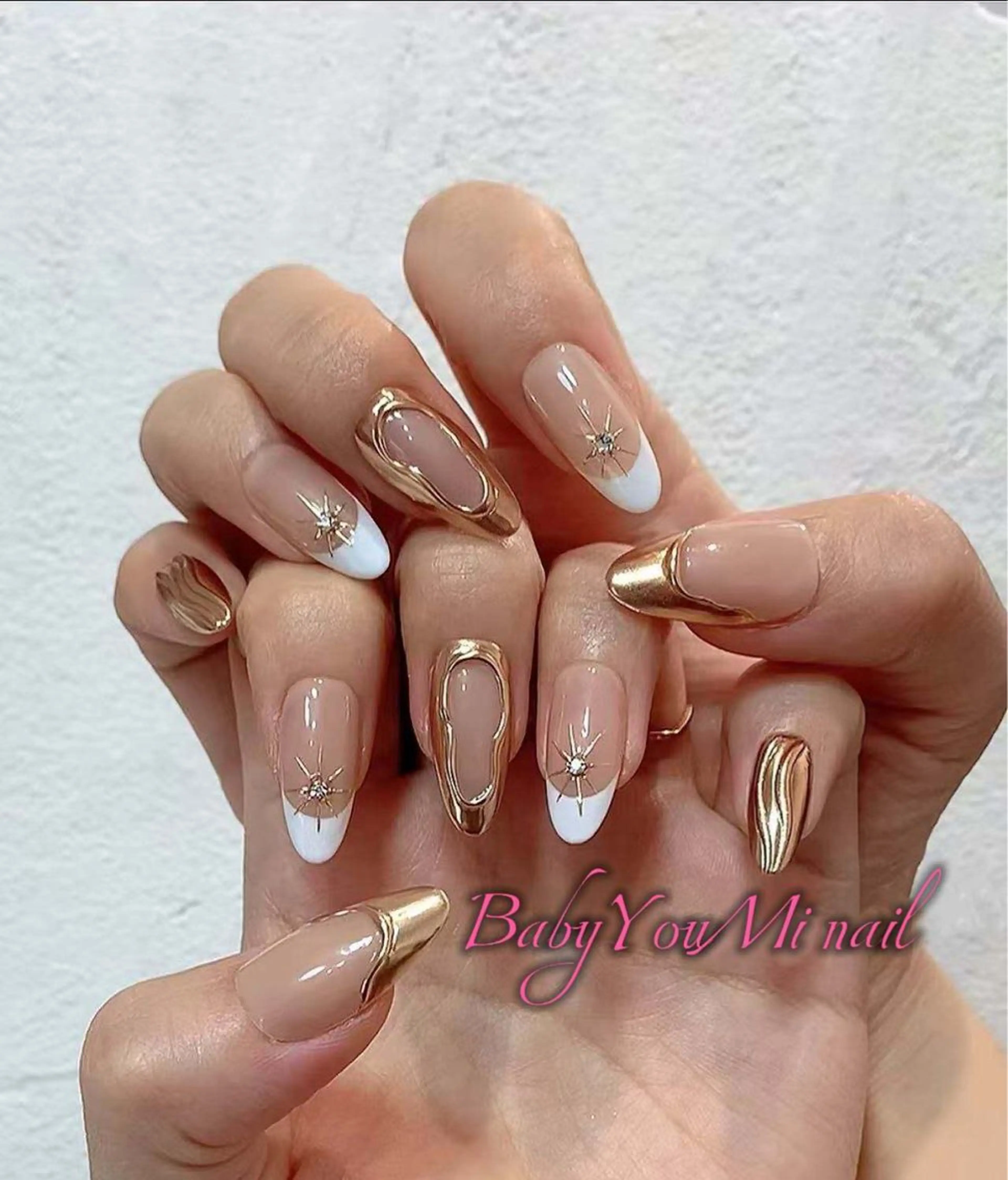 ネイル オーロラネイル フラワーネイル フットネイル フレンチネイル ジェルネイル ハンドネイル BabyYouMi nailのネイルデザイン