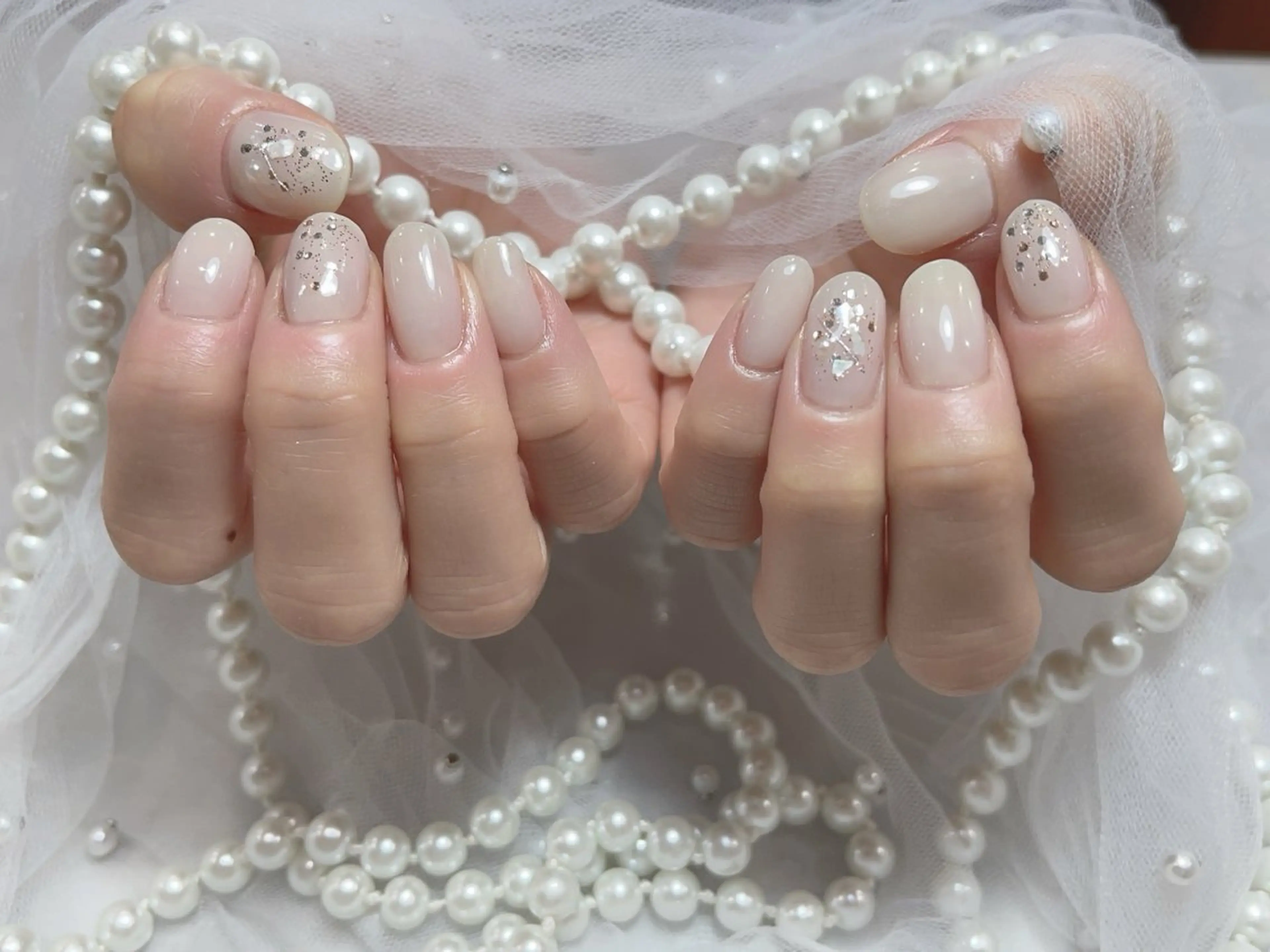 ネイル アートネイル フラッシュネイル フレンチネイル ガラスフレンチ グラデーション M2beauty Renaのネイルデザイン