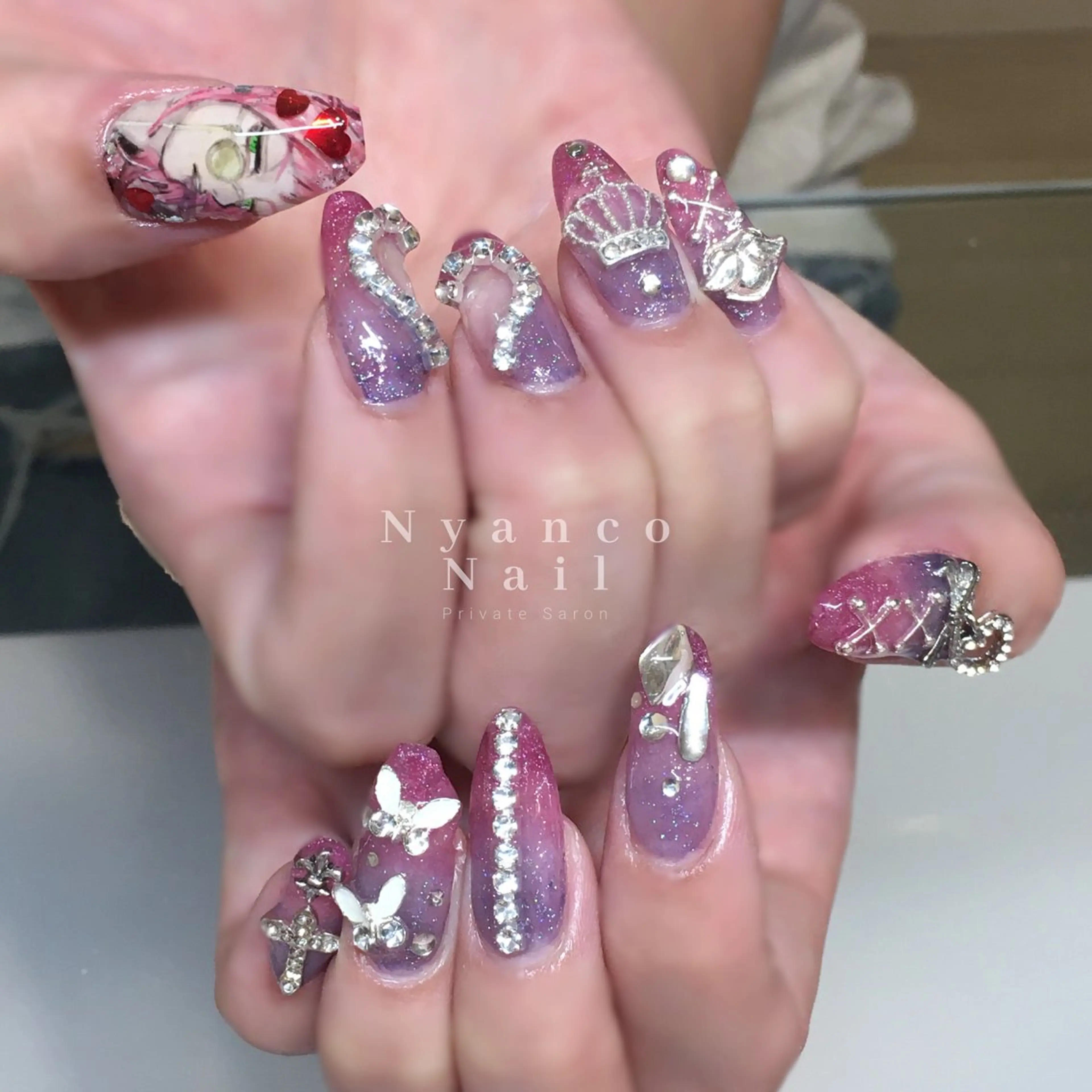 ネイル ジェルネイル キラキラネイル ロングネイル Nyanco Nailのネイルデザイン