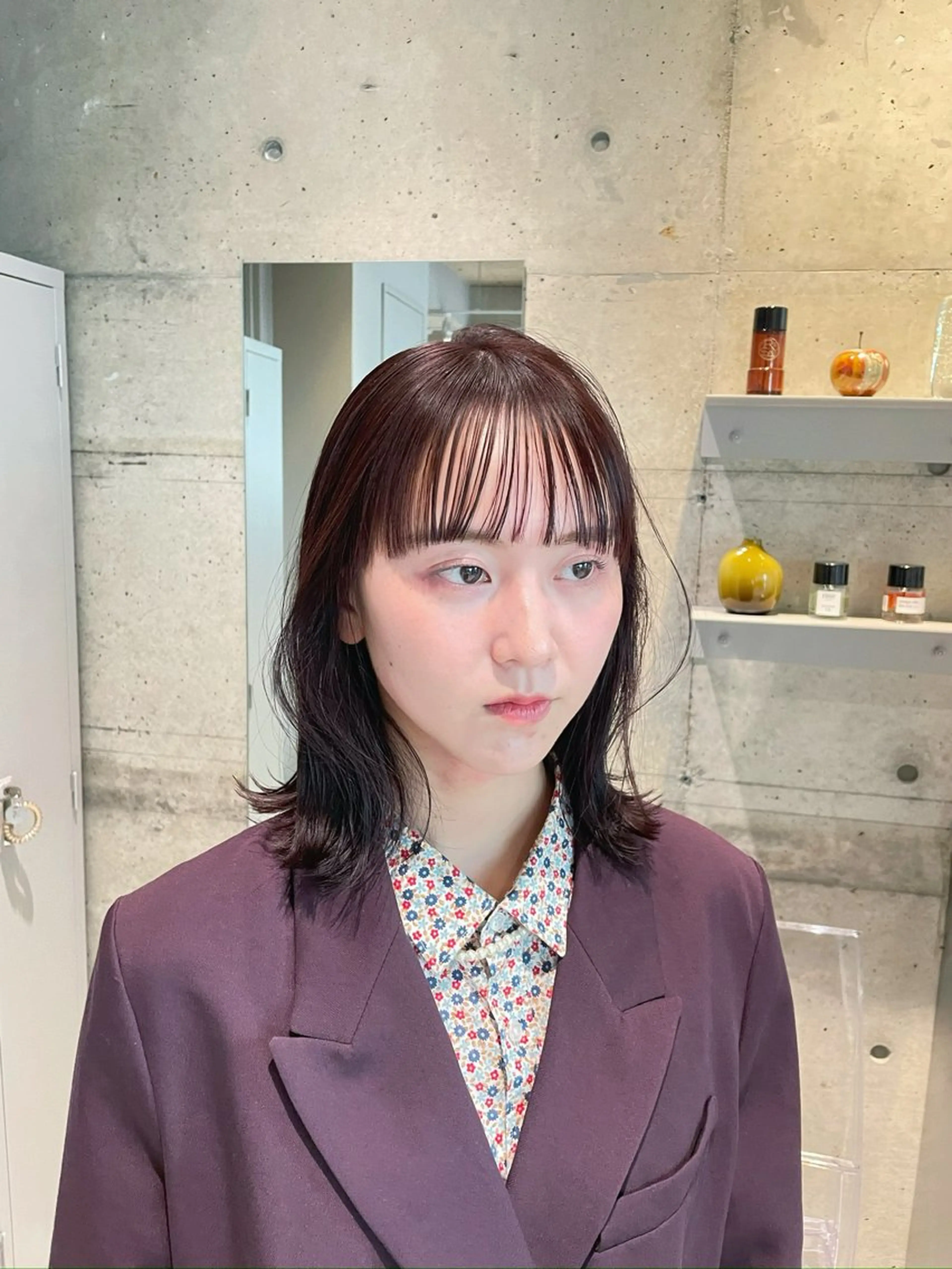 ミディアム カラー ブリーチ ブリーチなしカラー IDEN AND TITY所属・ショートモデル募集 yukakoのヘアスタイル