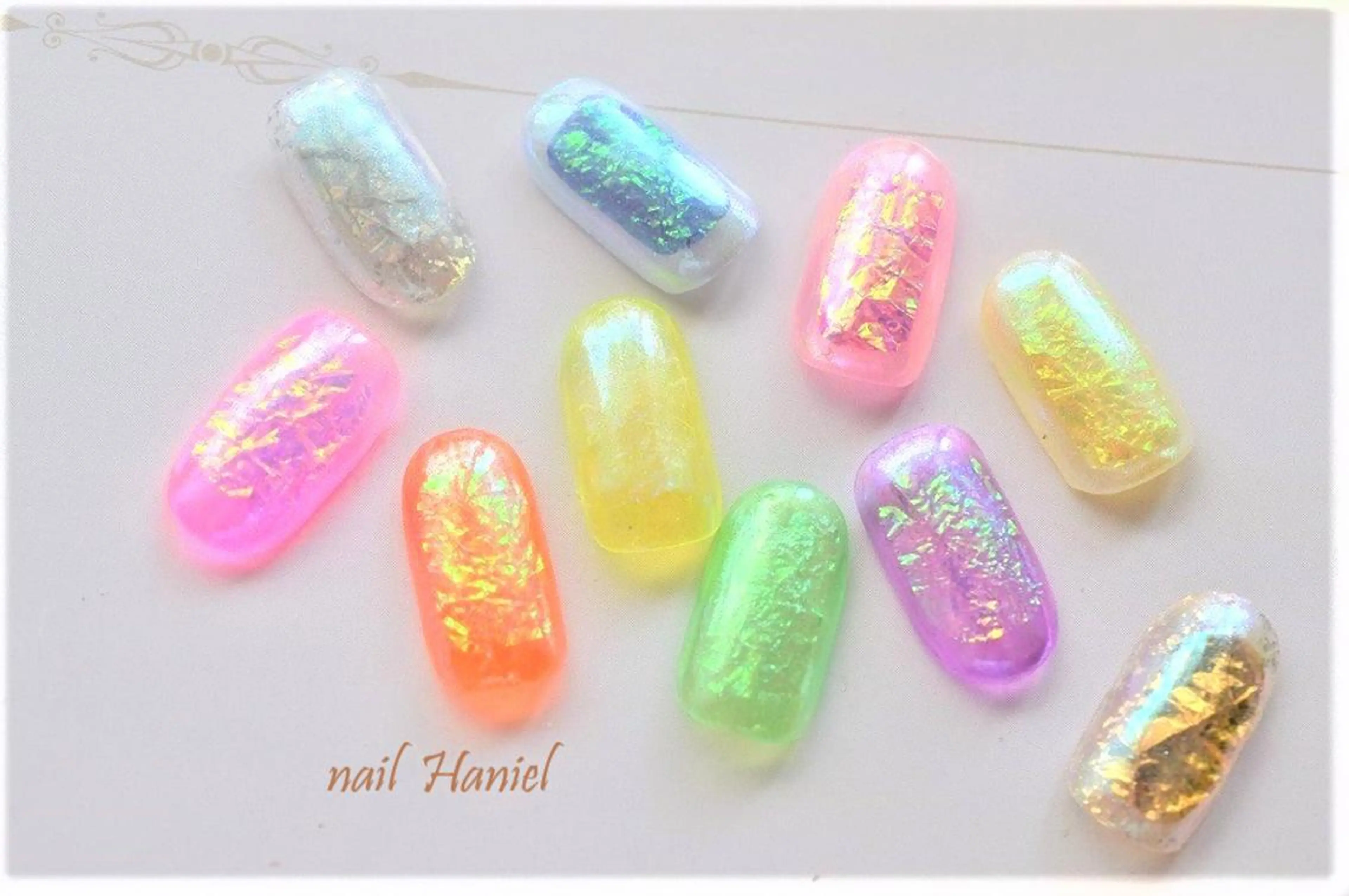 ネイル アートネイル フットネイル ジェルネイル 氷ネイル・うるうるネイル nail Haniel所属・半蔵門サロンハニエル 魅神 ちよのネイルデザイン