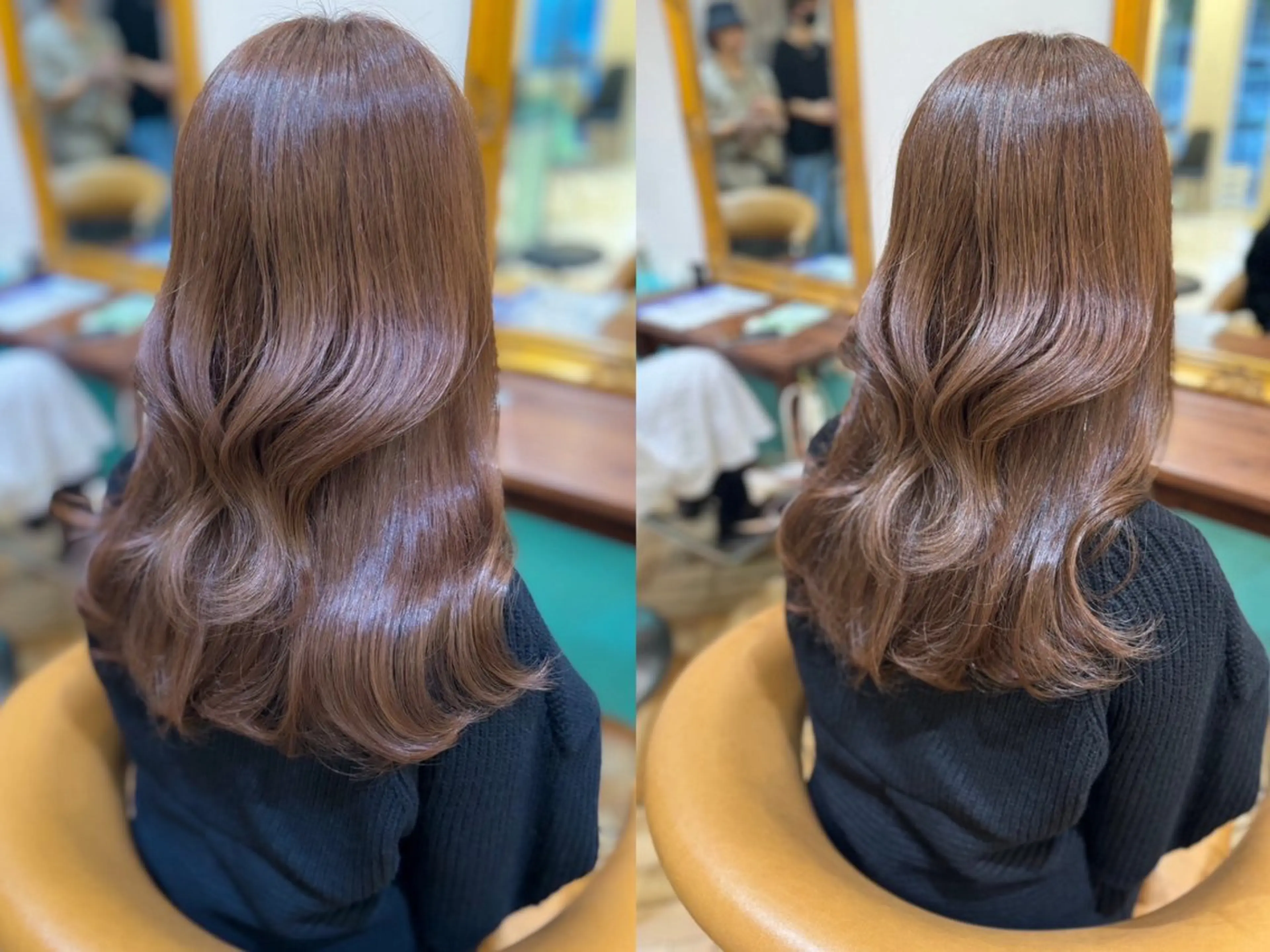 セミロング ヘアカラー ‎🤍くびれヘア 🖤菊池 瑛士のヘアスタイル