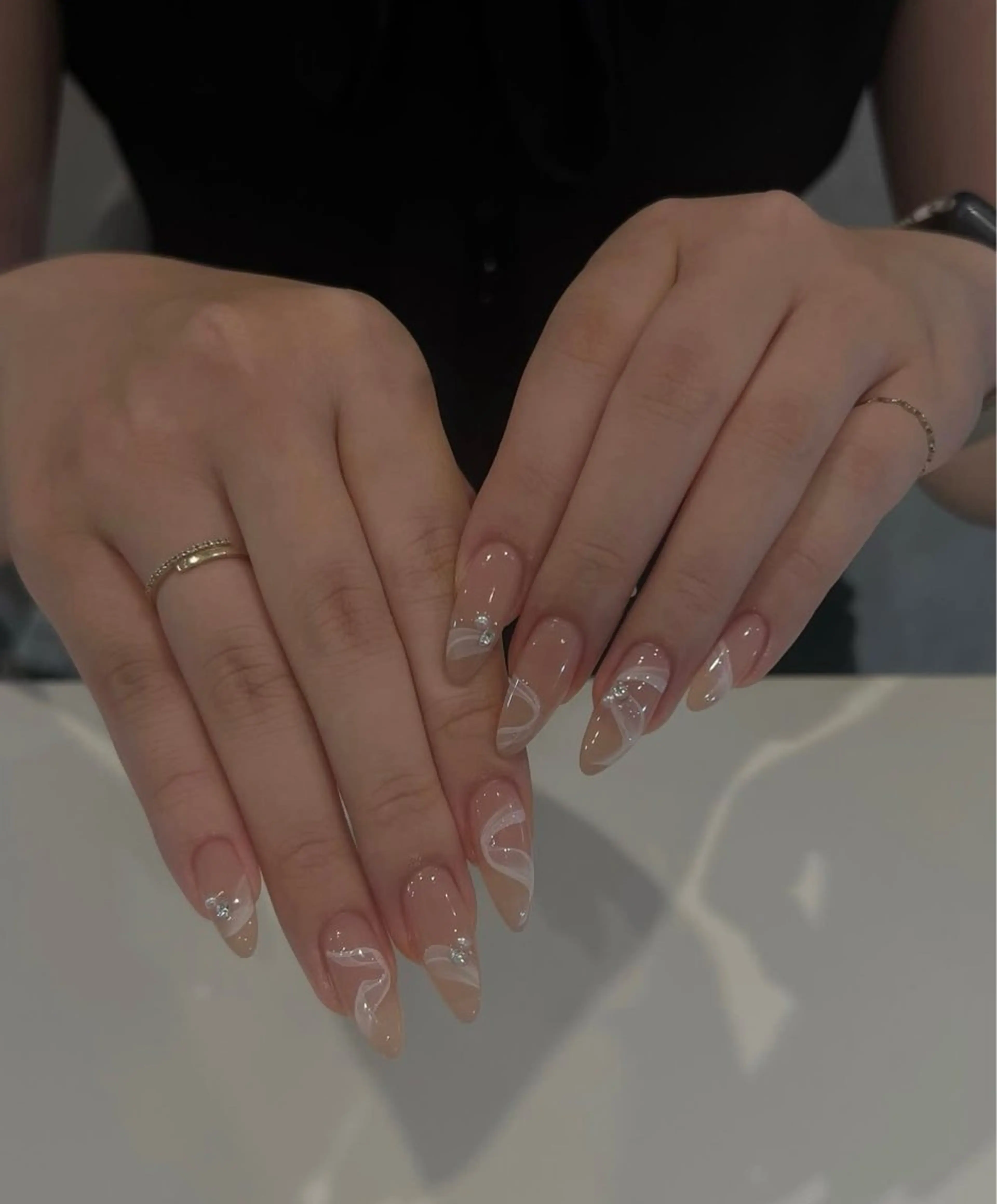 ネイル フレンチネイル グラデーション 韓国ネイル マグネットネイル ミラーネイル ハンドネイル yurinail所属・yuri nail 高田馬場のネイルデザイン